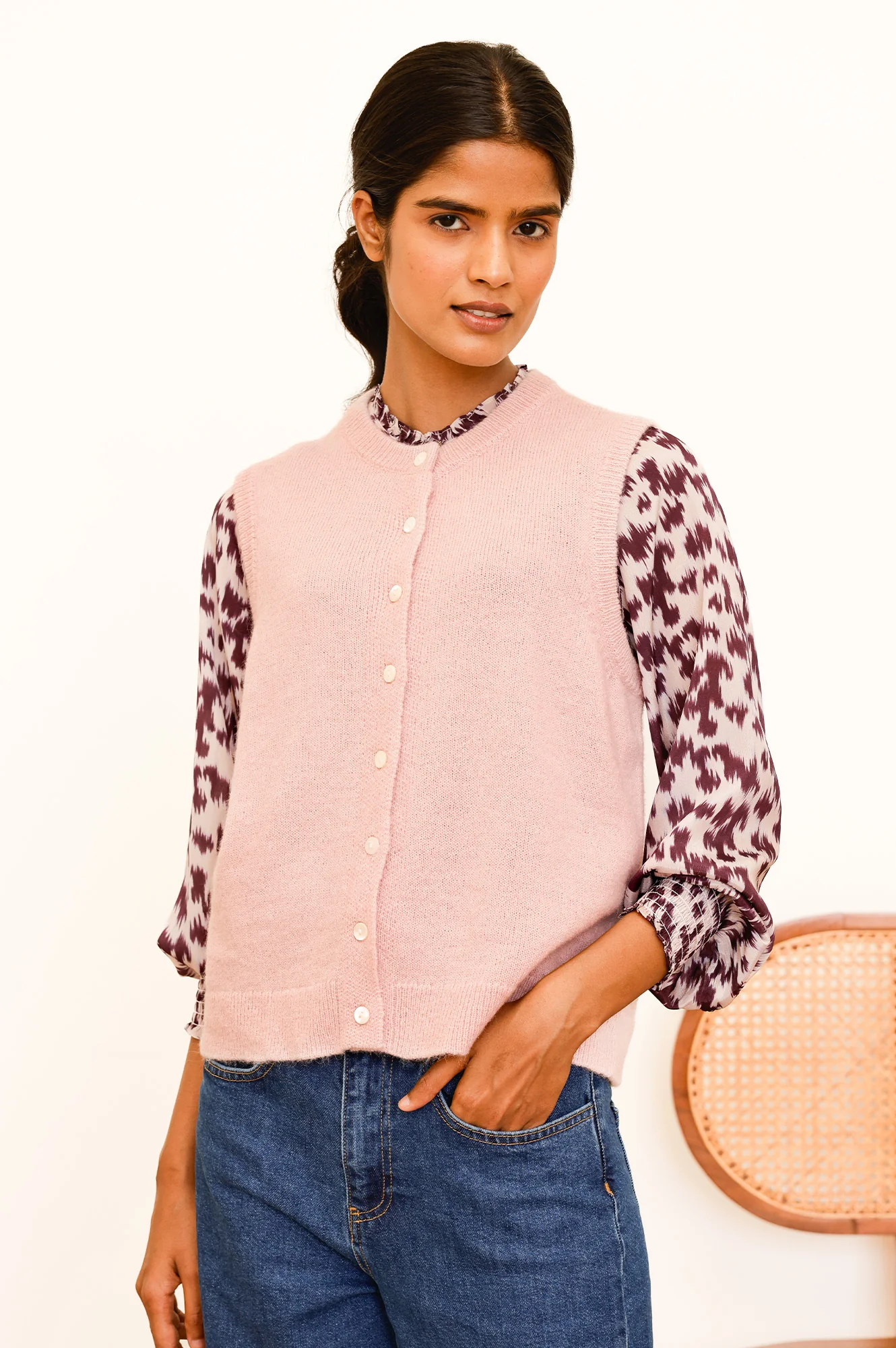 Alpaca Blend Gilet | Dusty Pink - Image 3