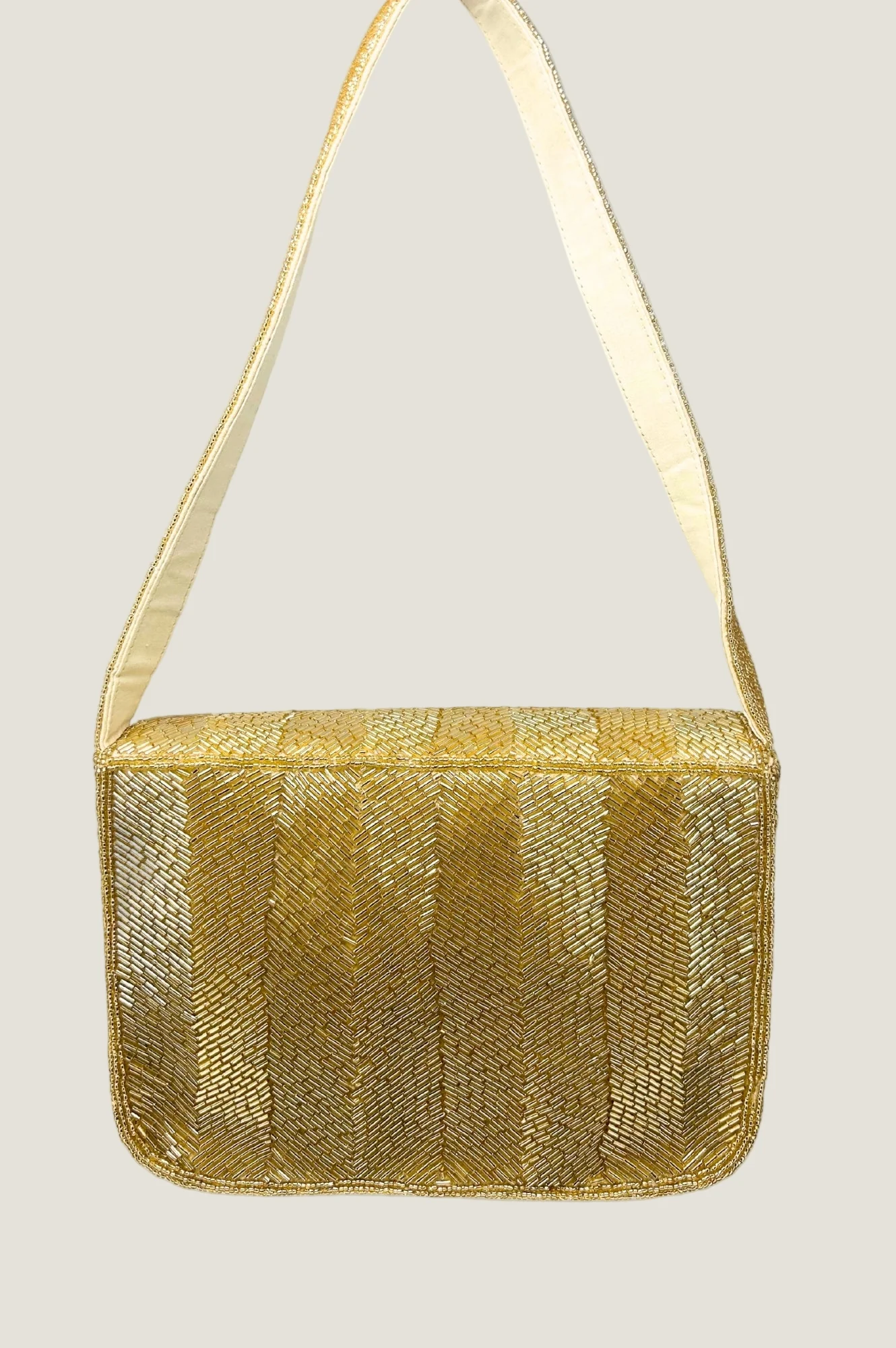 Beaded Strap Handbag | Chevron Gold - Image 4