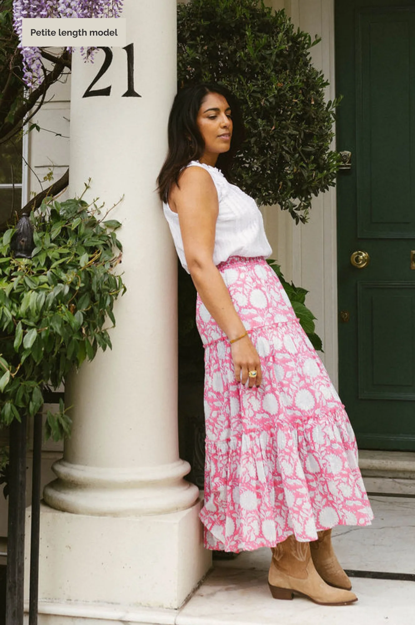 Becks Organic Cotton Block Print Skirt | Sunflower Pink/Cobalt - Image 4