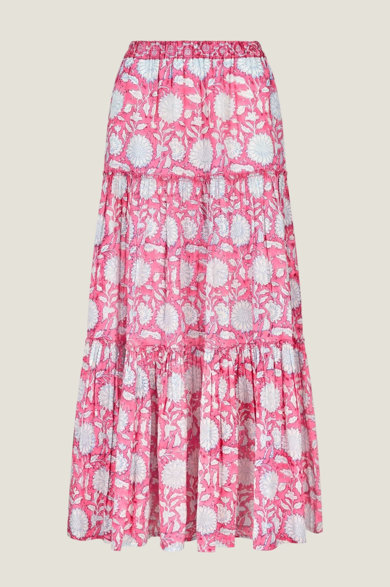 Becks Organic Cotton Block Print Skirt | Sunflower Pink/Cobalt - Image 8