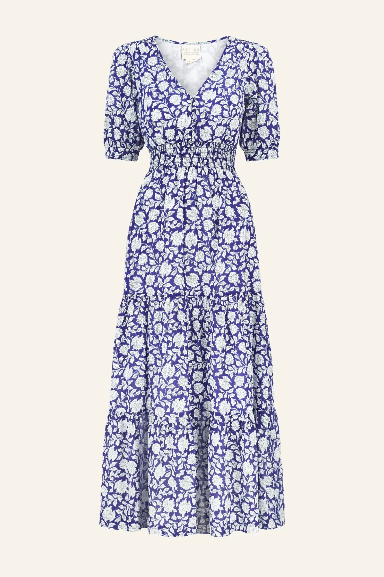 Billie Short Sleeve Organic Cotton Dress | Blue/White - Image 11