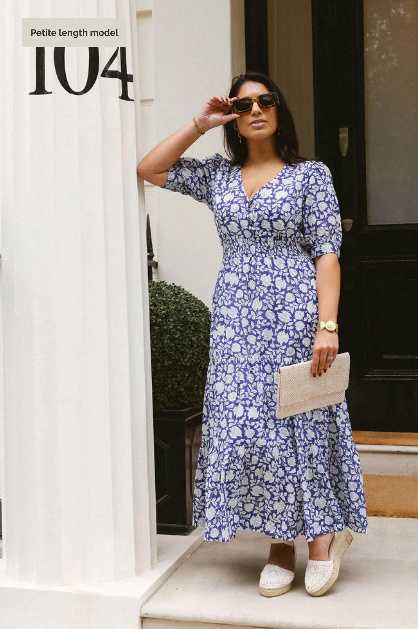 Billie Short Sleeve Organic Cotton Dress | Blue/White - Image 5