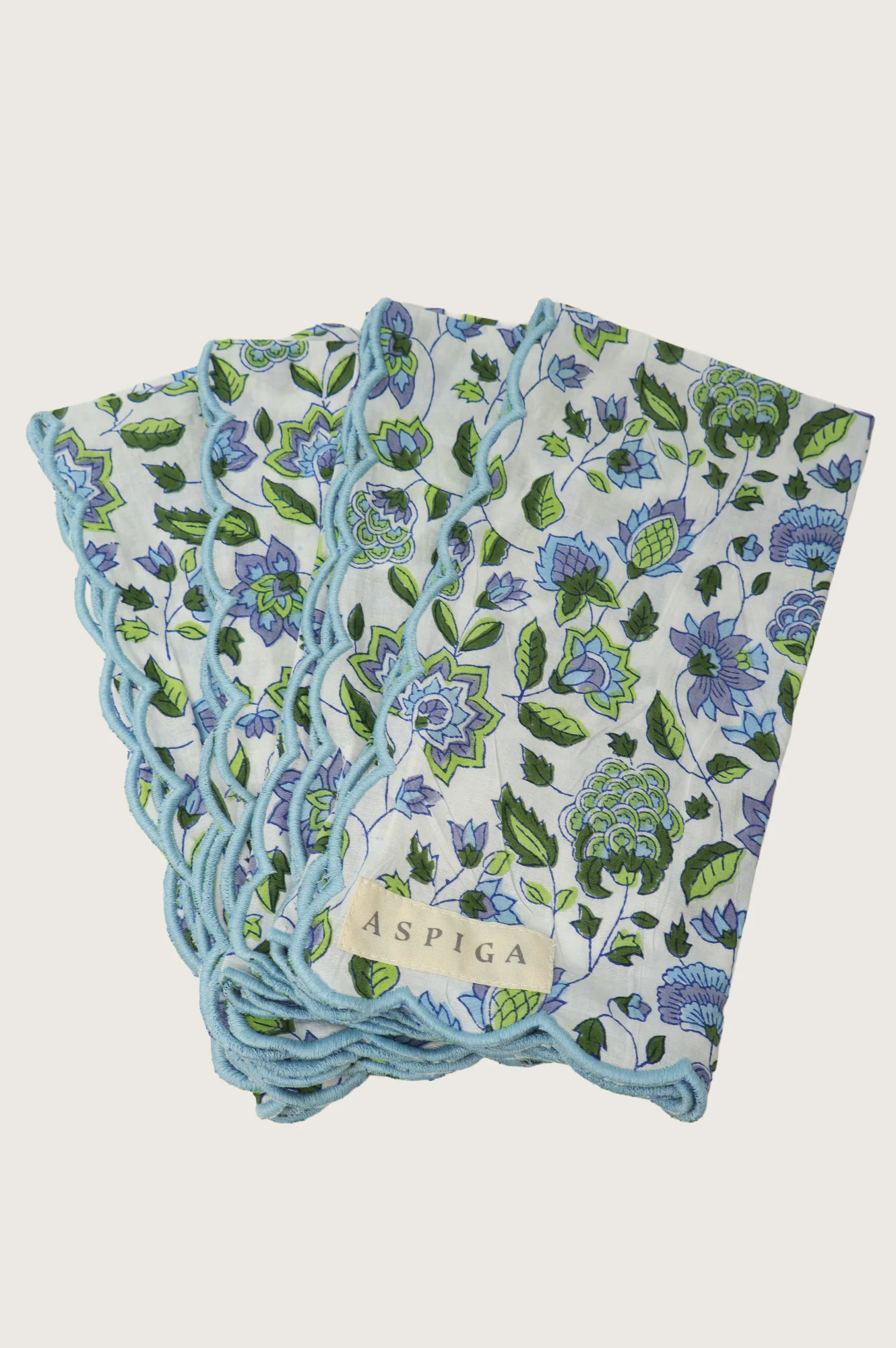 Block Print Organic Cotton Napkin | Blue/Green - Image 2