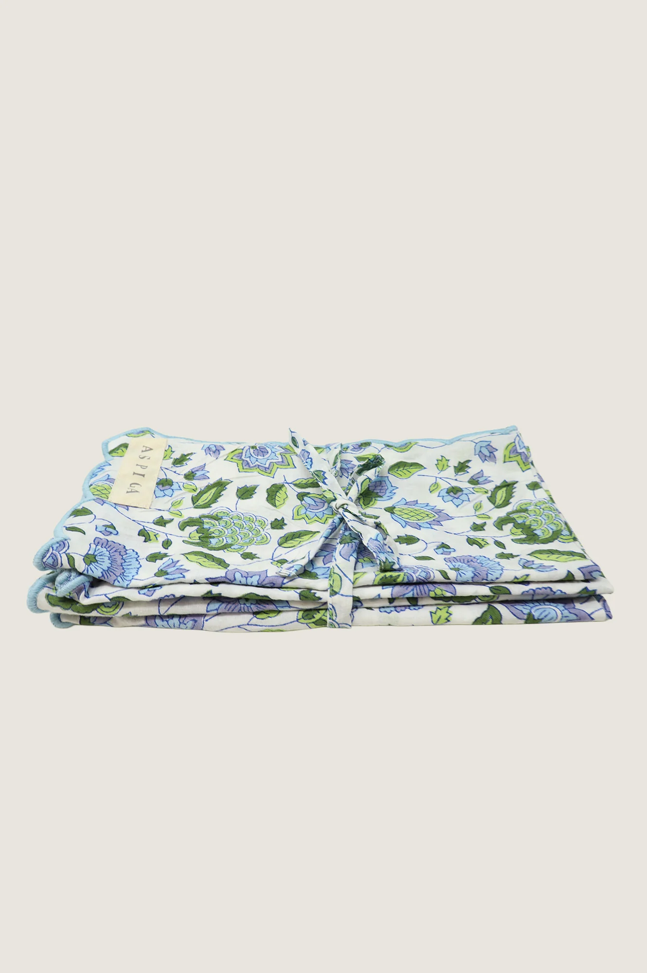 Block Print Organic Cotton Napkin | Blue/Green - Image 3