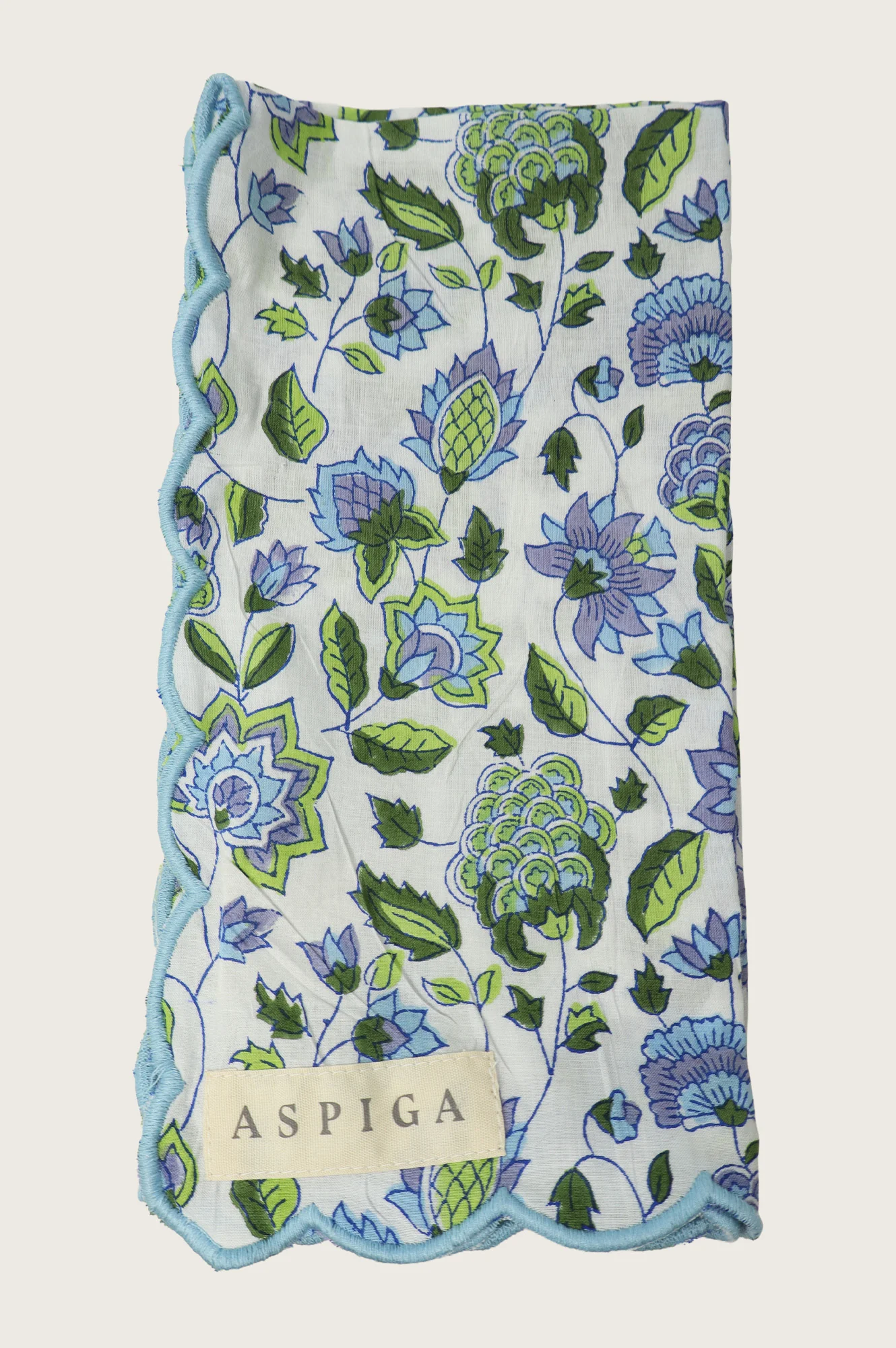 Block Print Organic Cotton Napkin | Blue/Green - Image 4