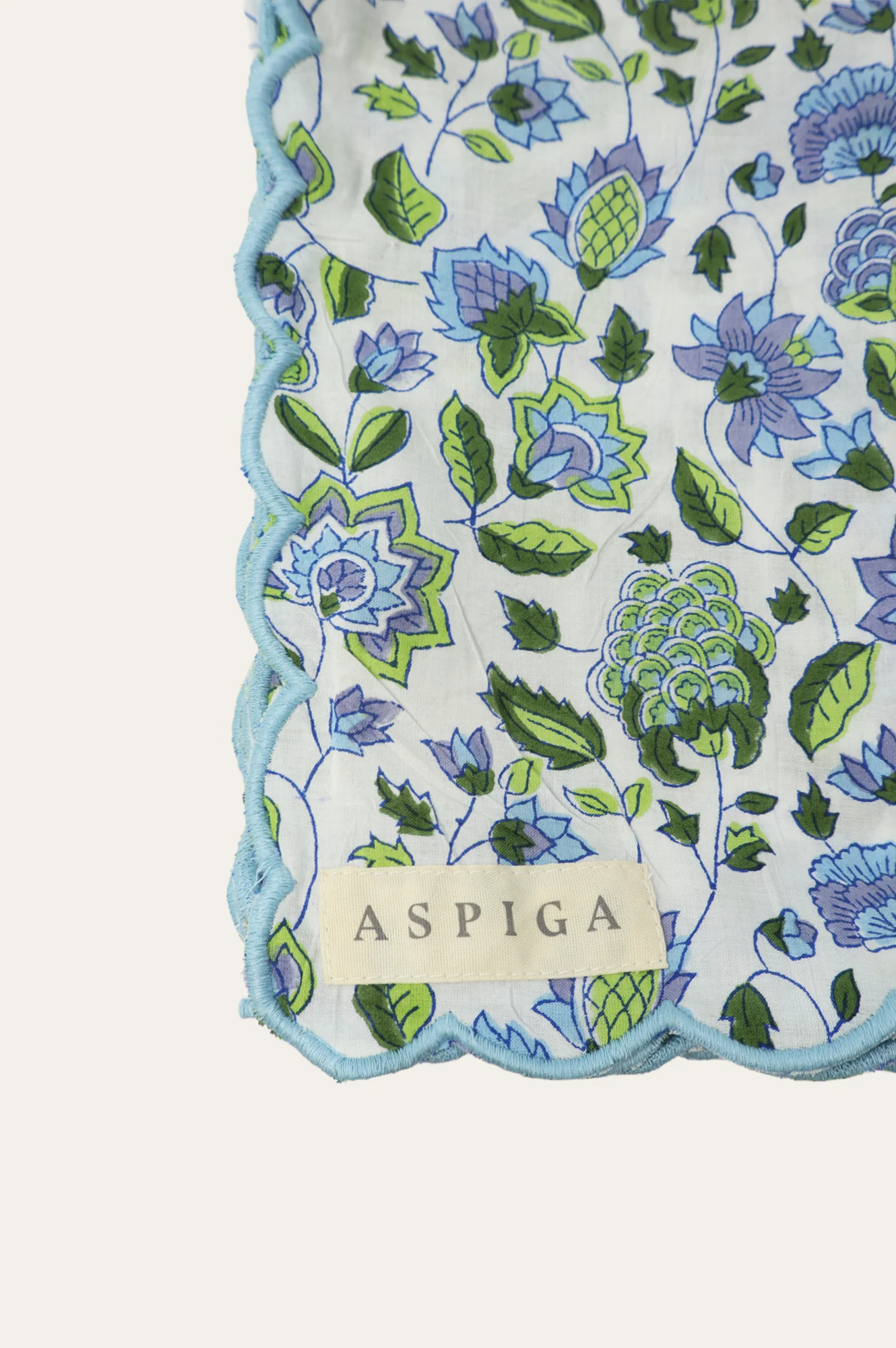 Block Print Organic Cotton Napkin | Blue/Green - Image 5
