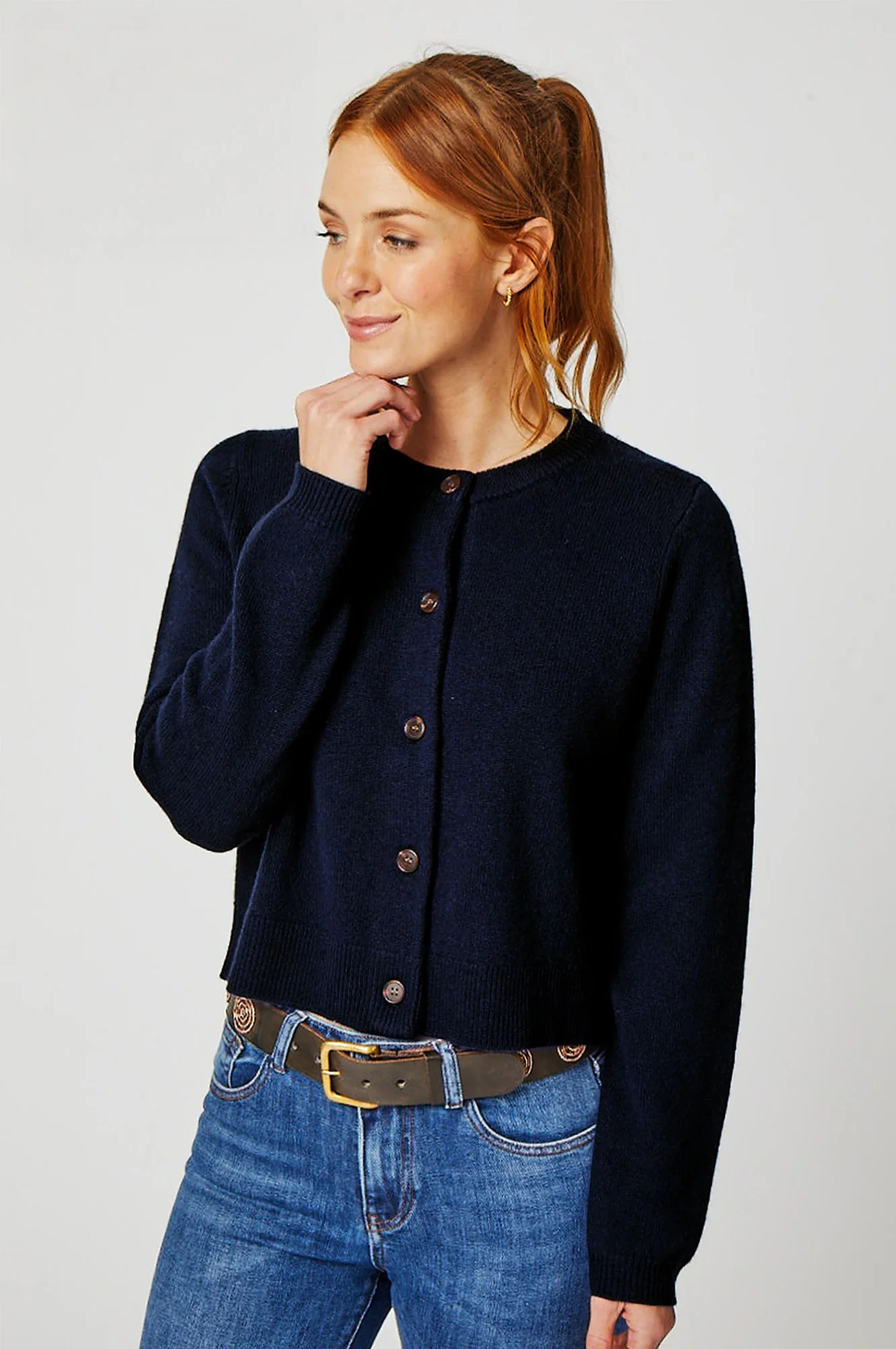 Merino Wool Brittany Cardigan | Navy - Image 4