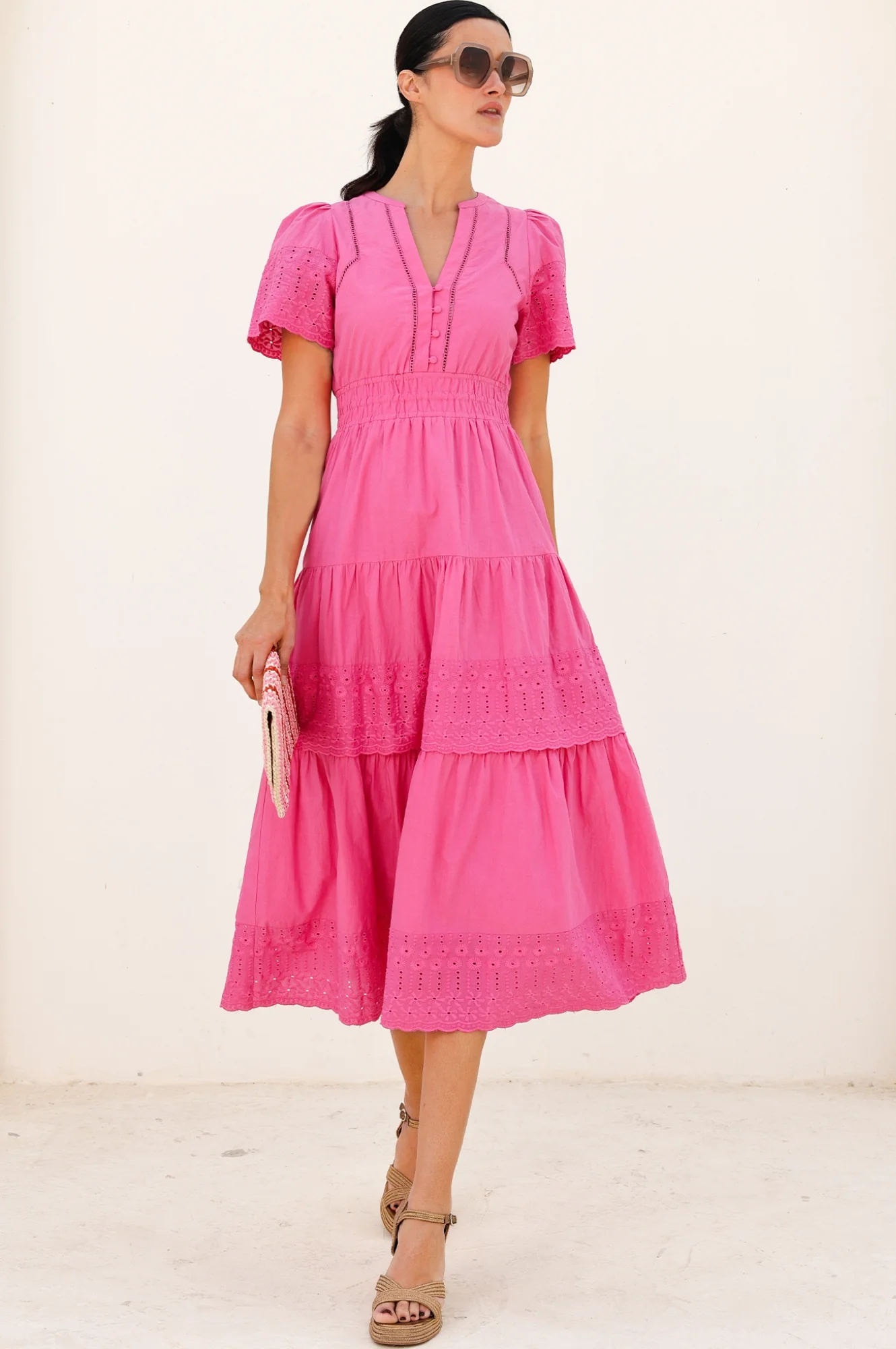 Broderie Sienna Dress | Pink - Image 4