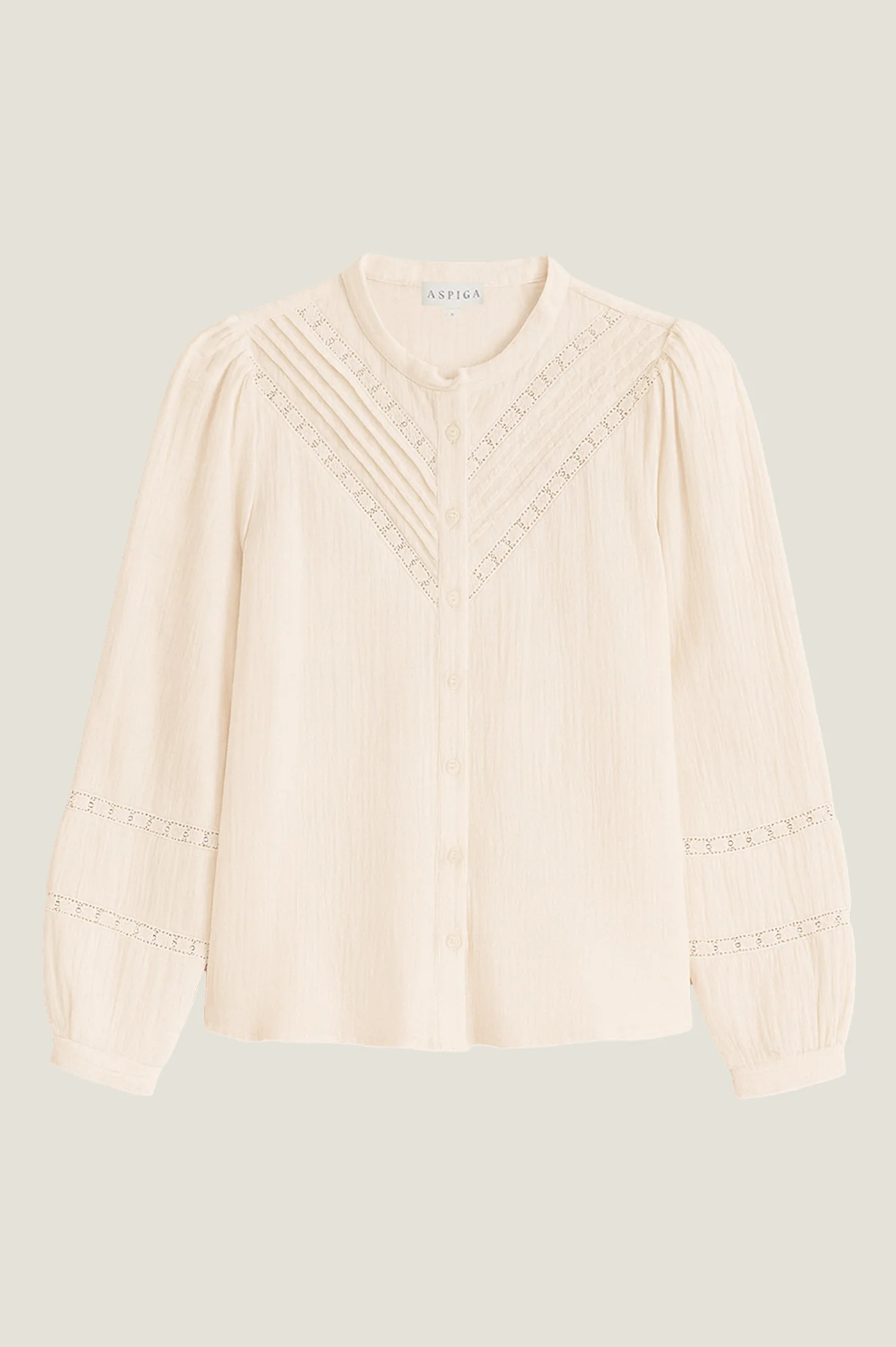 Chevron Lace Organic Cotton Cheesecloth Shirt | Ecru - Image 8