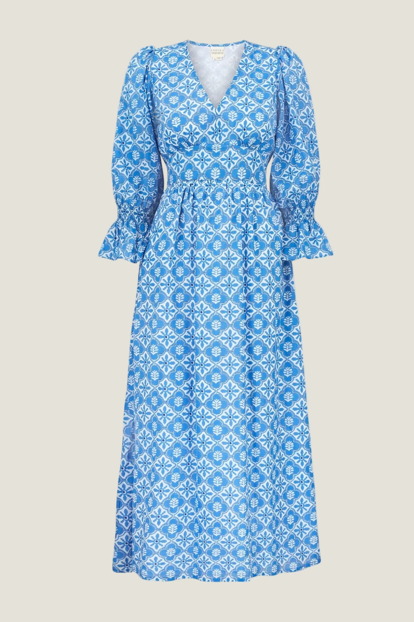 Chloe Organic Cotton Dress | Blue/White - Image 9