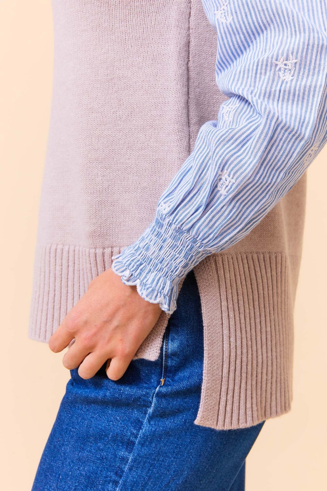 Merino Wool Long Knitted Tank | Oat - Image 3