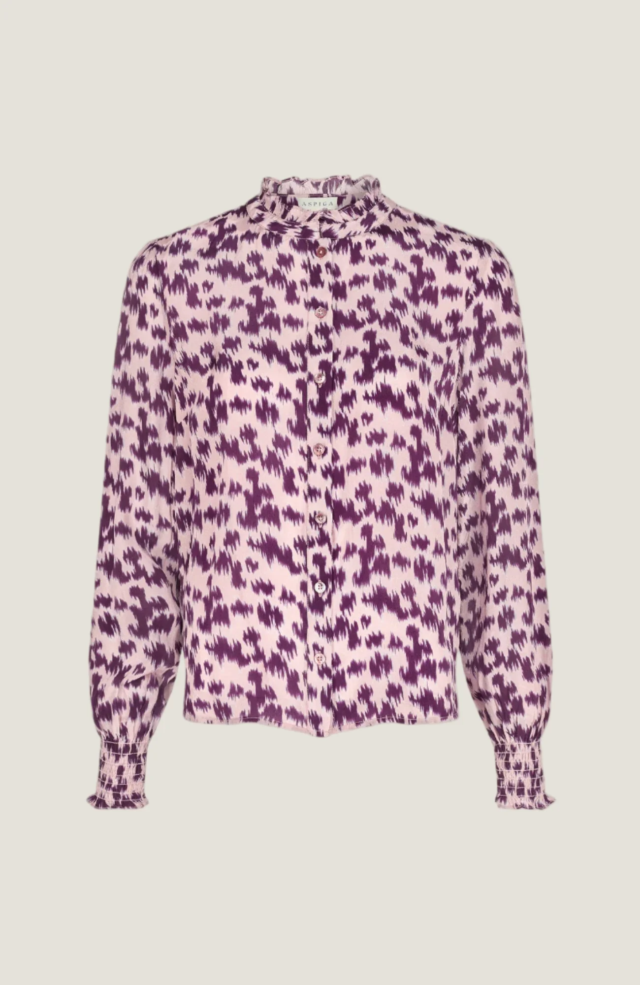 Cosima Viscose Crepe Printed Shirt | Animal Ikat Fig - Image 7