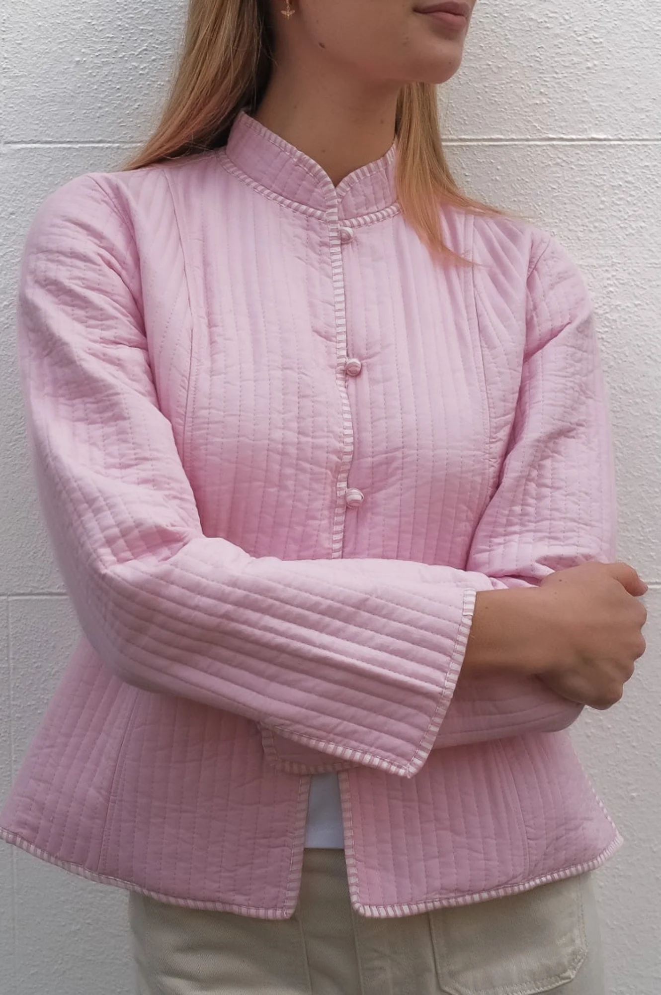 Cotton Quilted Jacket | Pink - Image 4