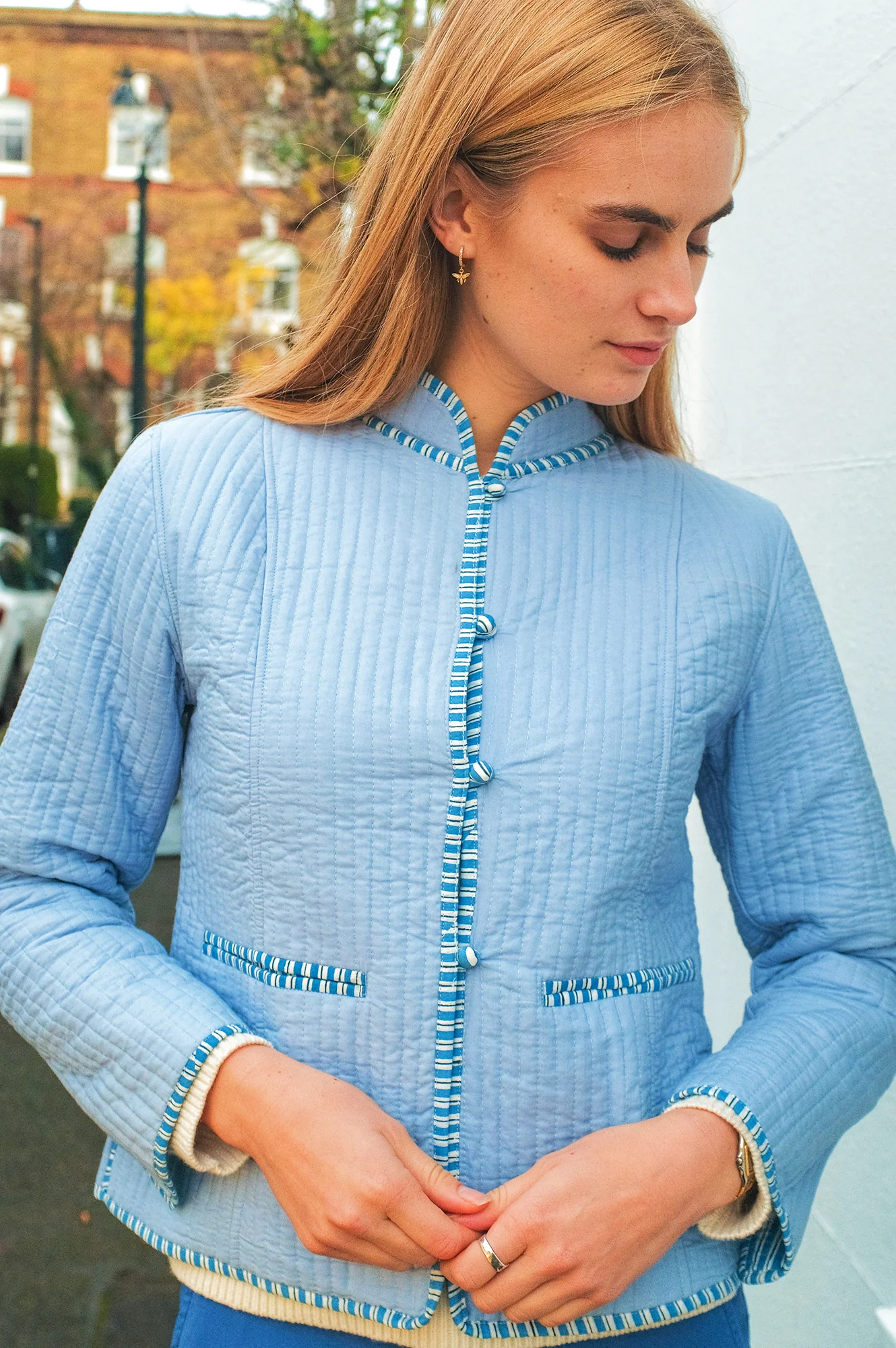Cotton Quilted Jacket | Steel Blue - Image 4