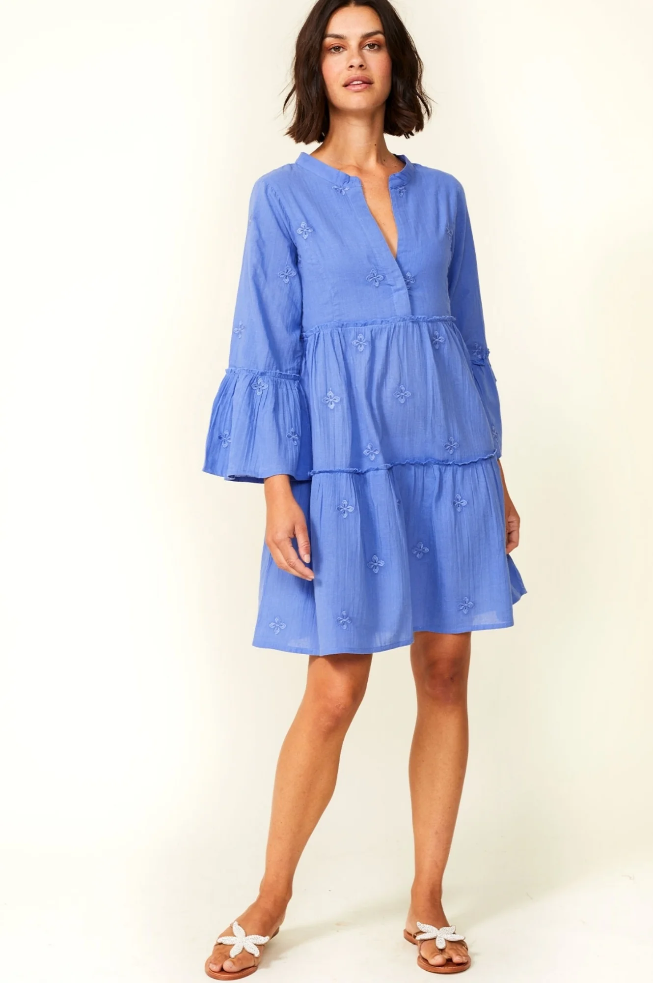Cristina Embroidered Kaftan | Marina Blue - Image 3