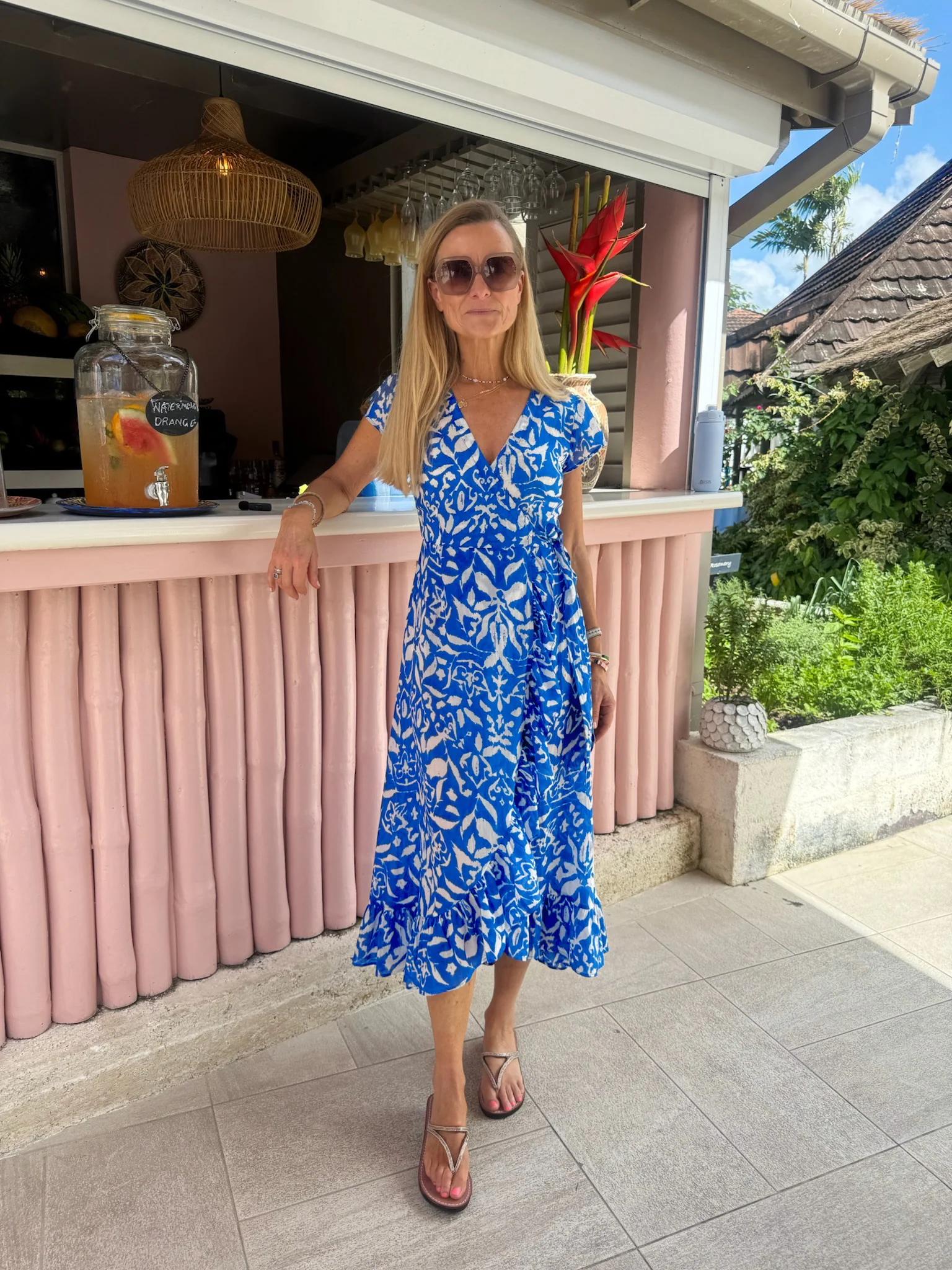 Demi Organic Cotton Wrap Dress | Cobalt/White - Image 6