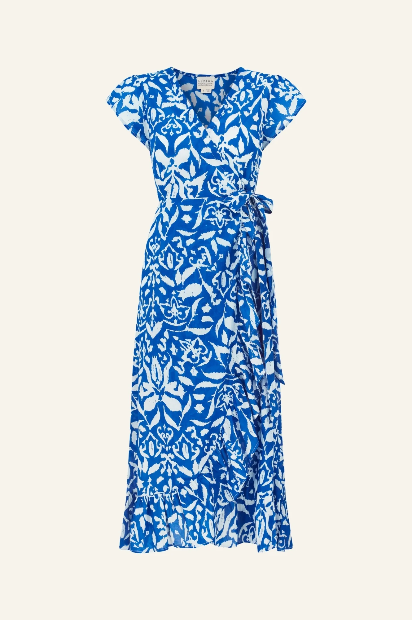 Demi Organic Cotton Wrap Dress | Cobalt/White - Image 9