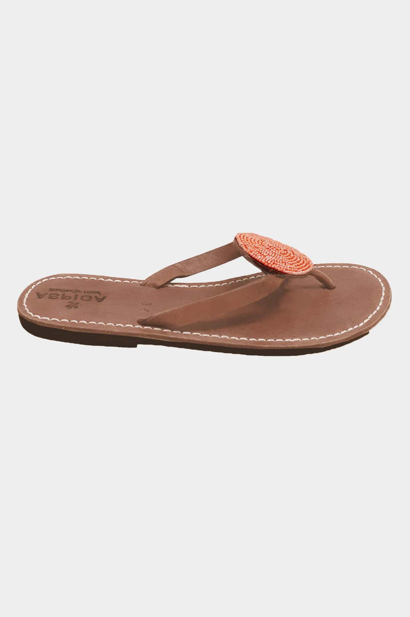 Disc Leather Sandals | Coral - Image 4