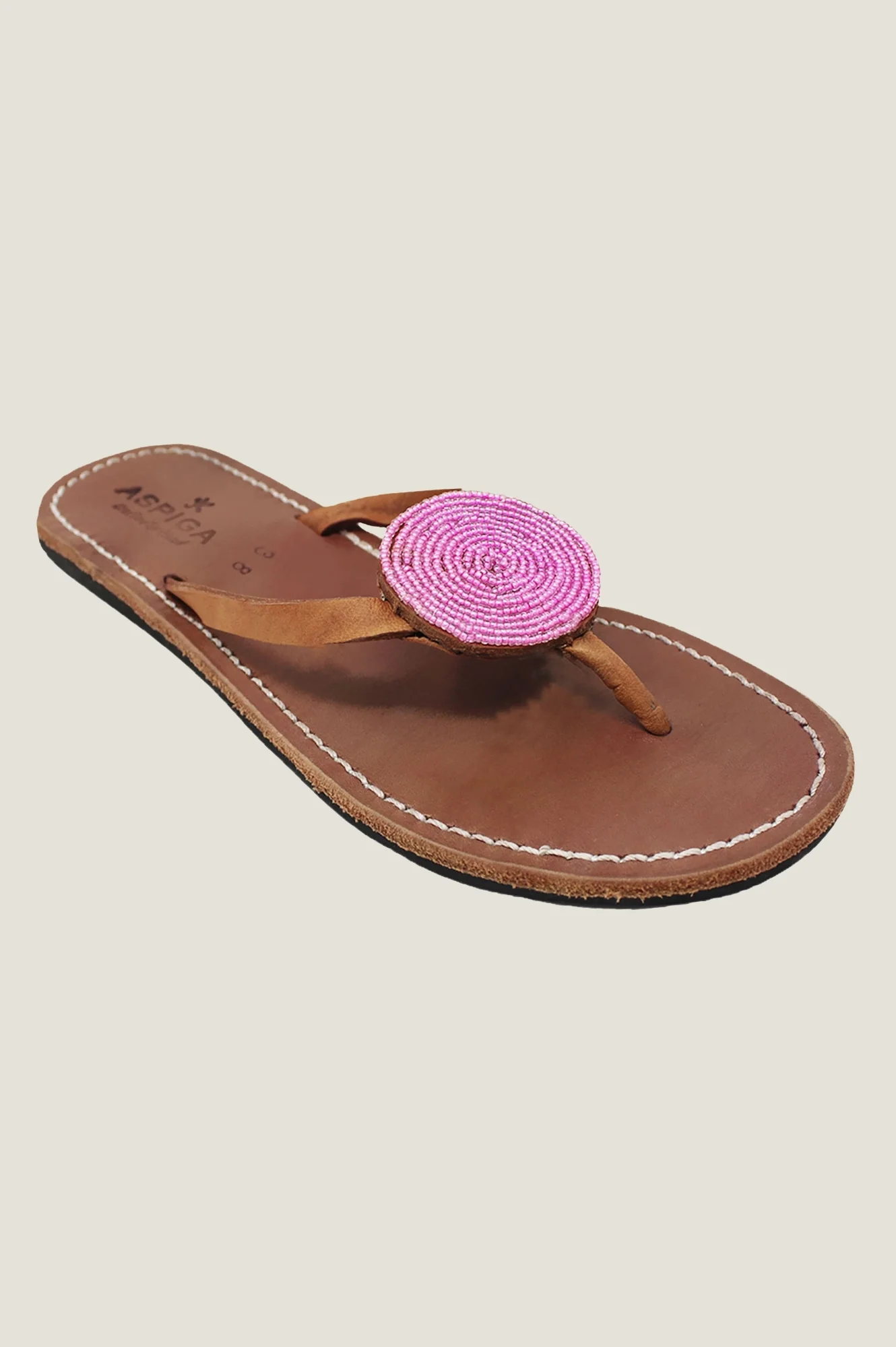 Disc Leather Sandals | Pink - Image 5