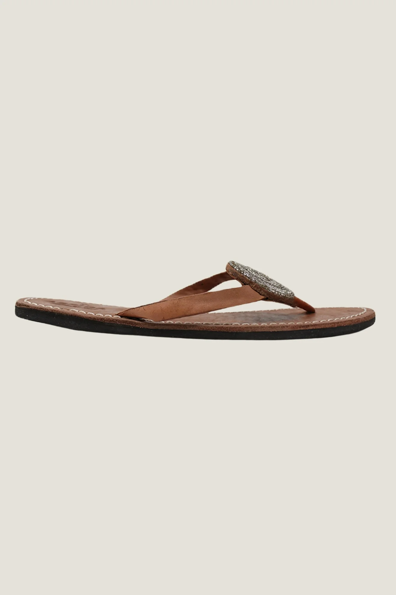Disc Leather Sandals | Silver - Image 3