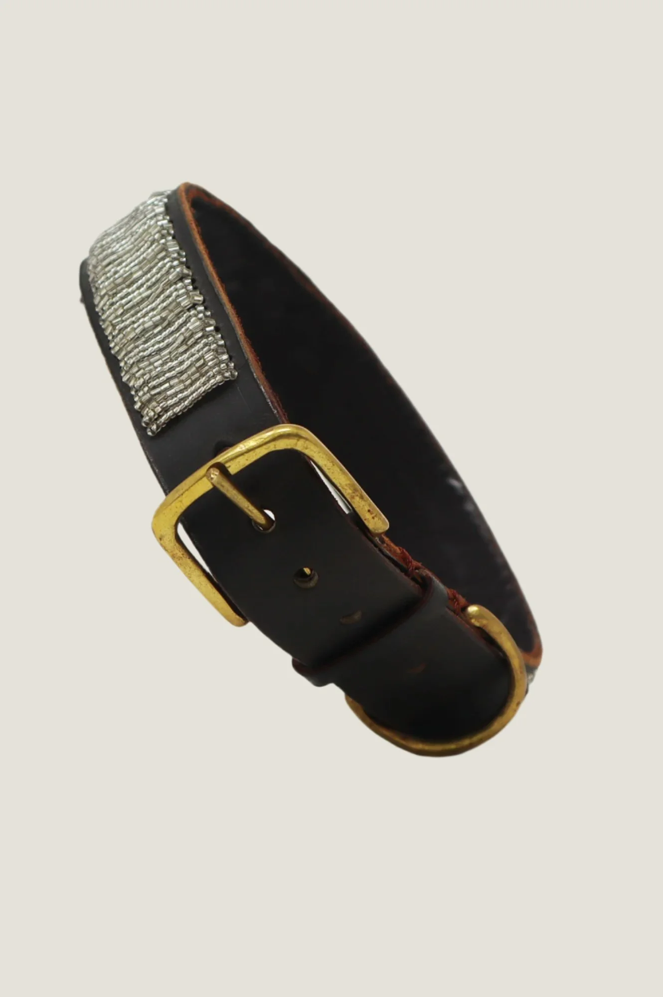 Dog Collar | Full Beaded Silver - Image 2
