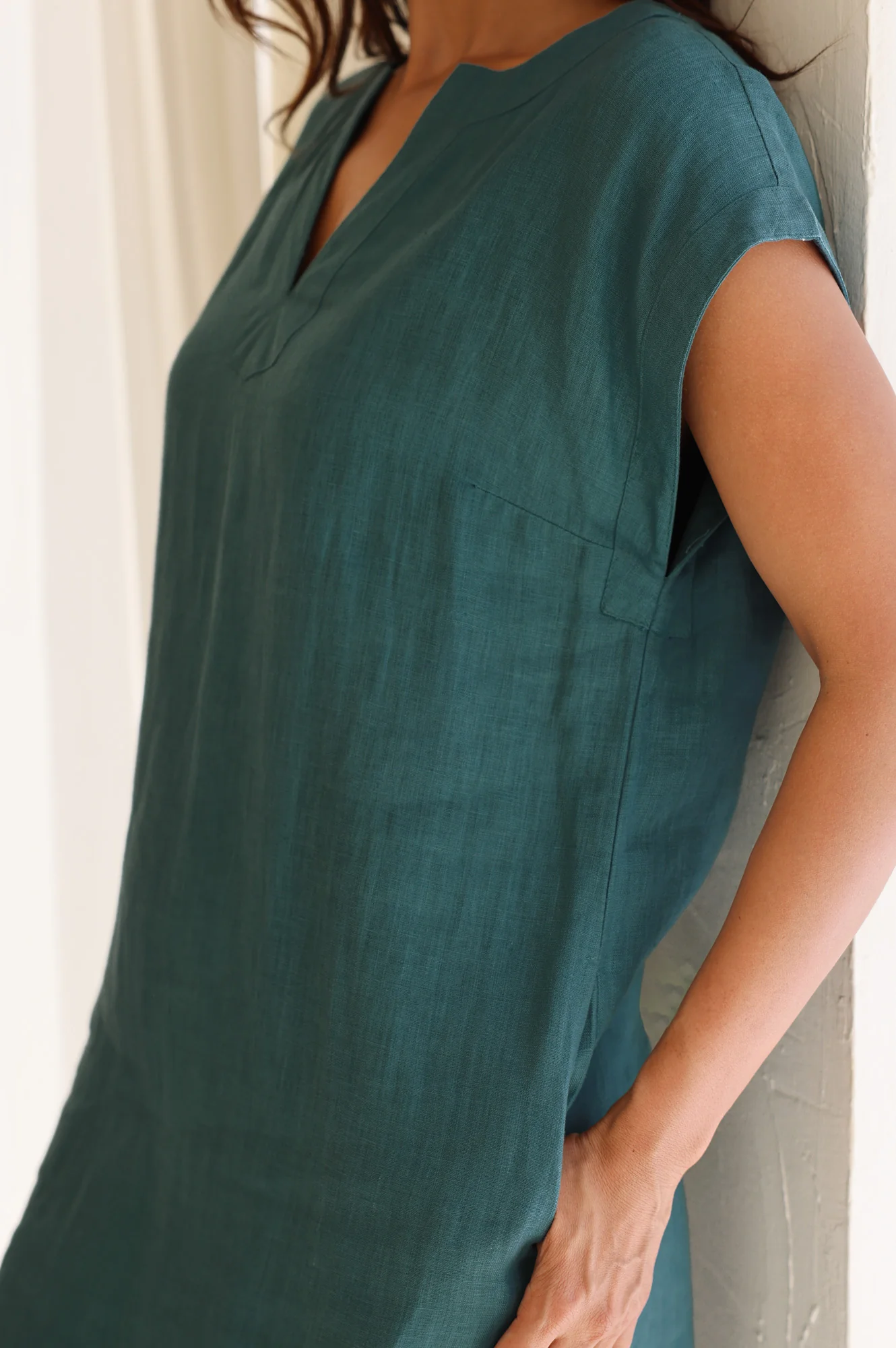 Dori Linen Dress | Teal - Image 3