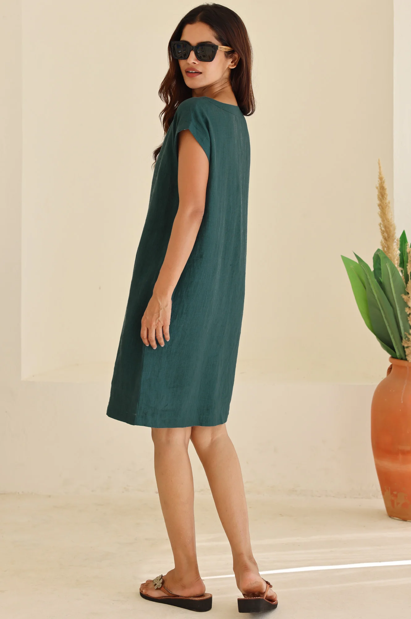 Dori Linen Dress | Teal - Image 6