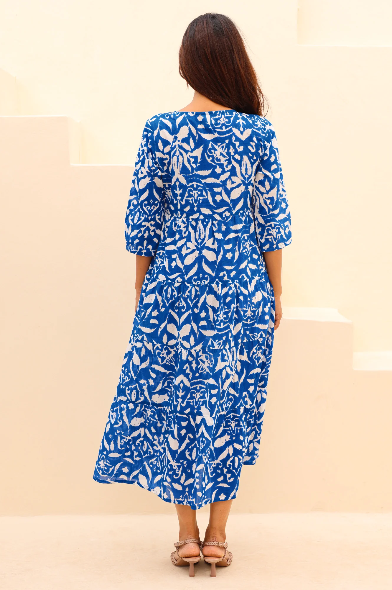 Emma Organic Cotton Dress | Cobalt/White - Image 7
