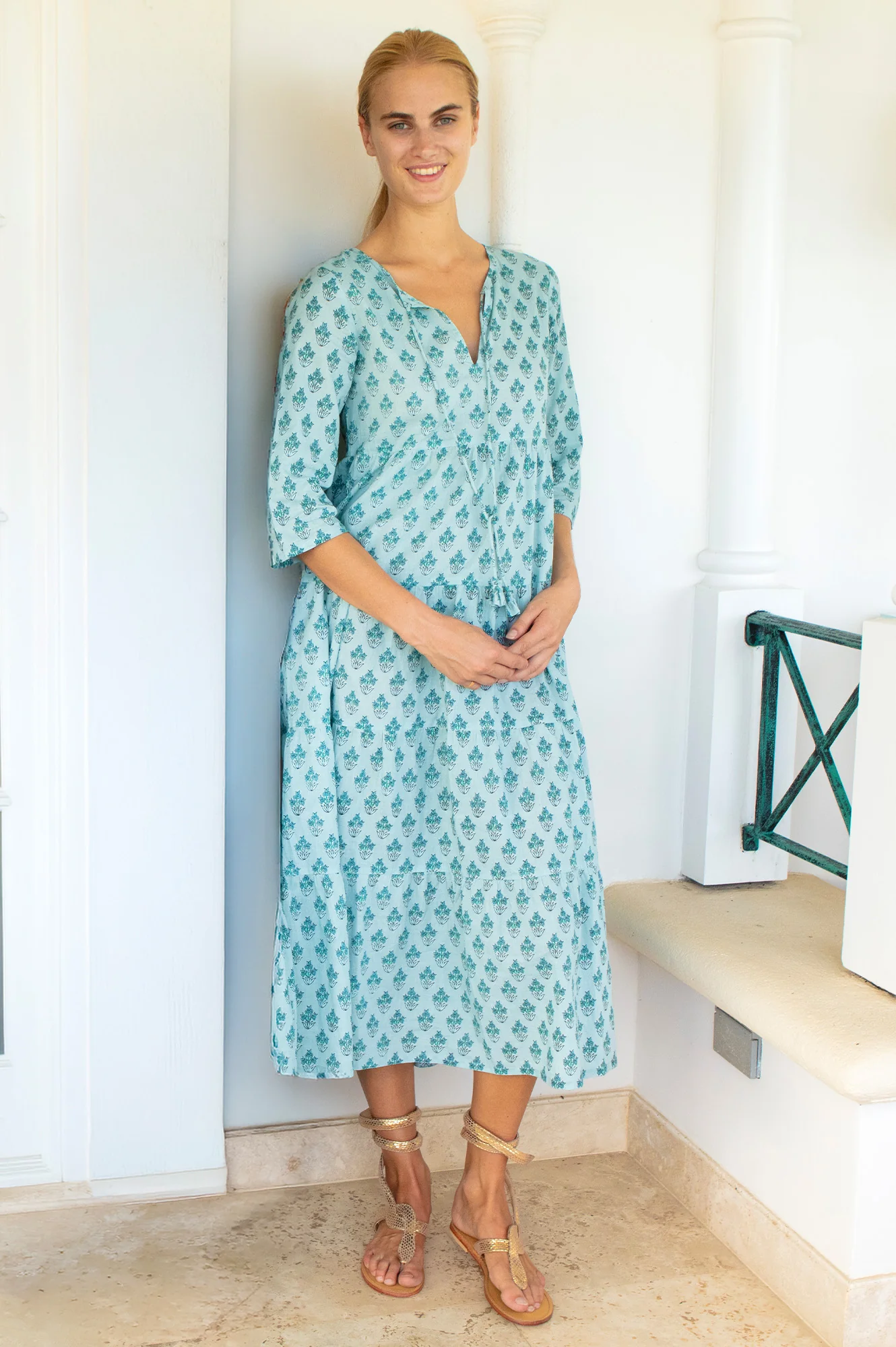 Emma Organic Cotton Dress | Teal - Image 4