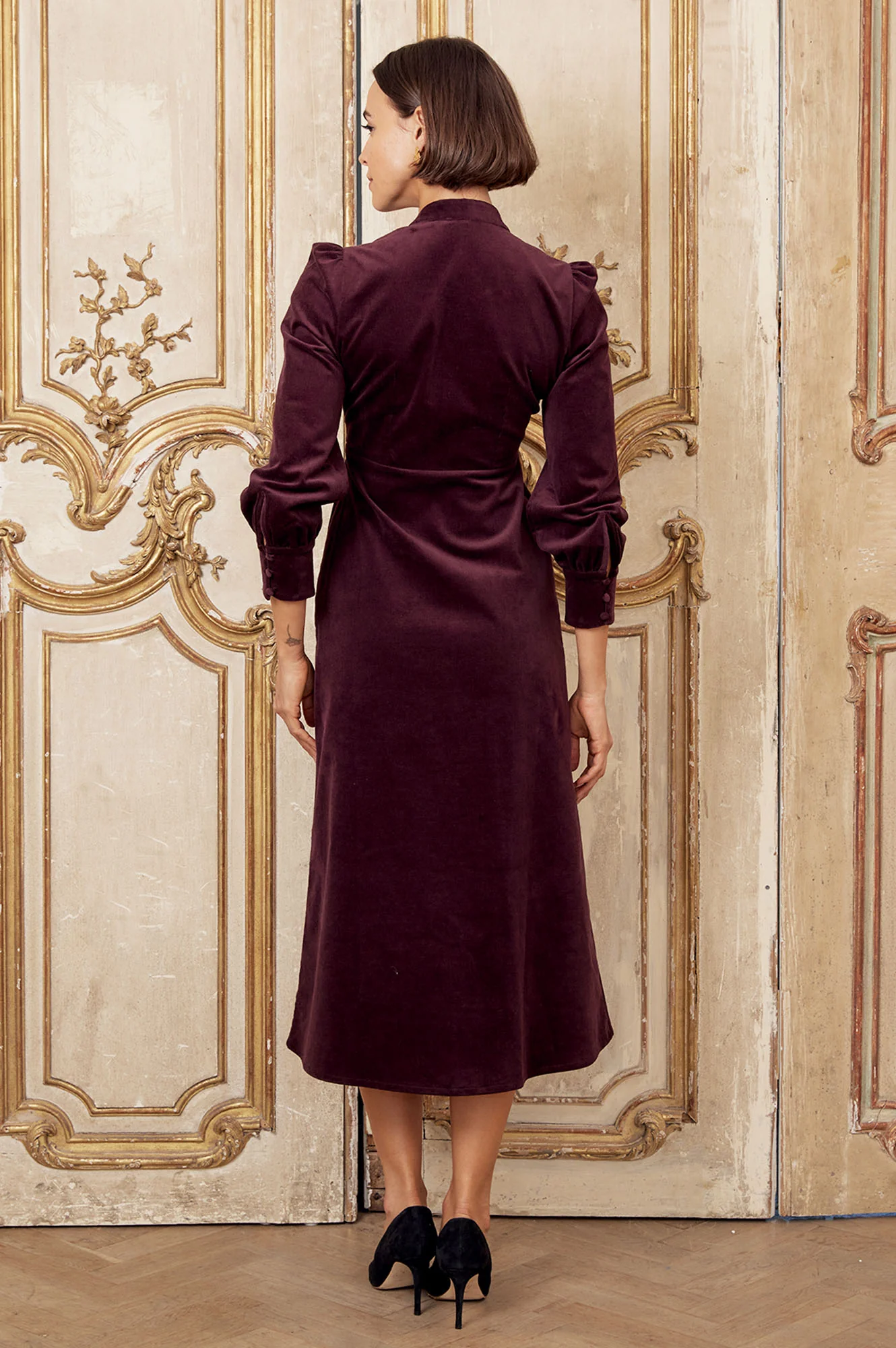 Enid Stretch Corduroy Dress | Burgundy - Image 7