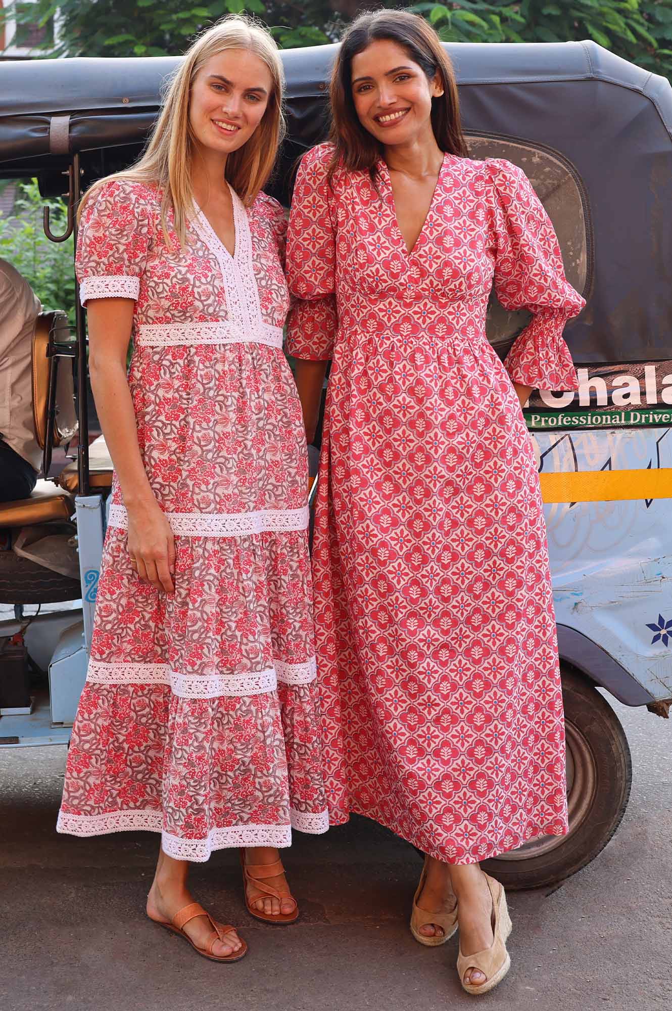 Enny Organic Cotton Short Sleeve Dress | Grey/Pink - Image 6