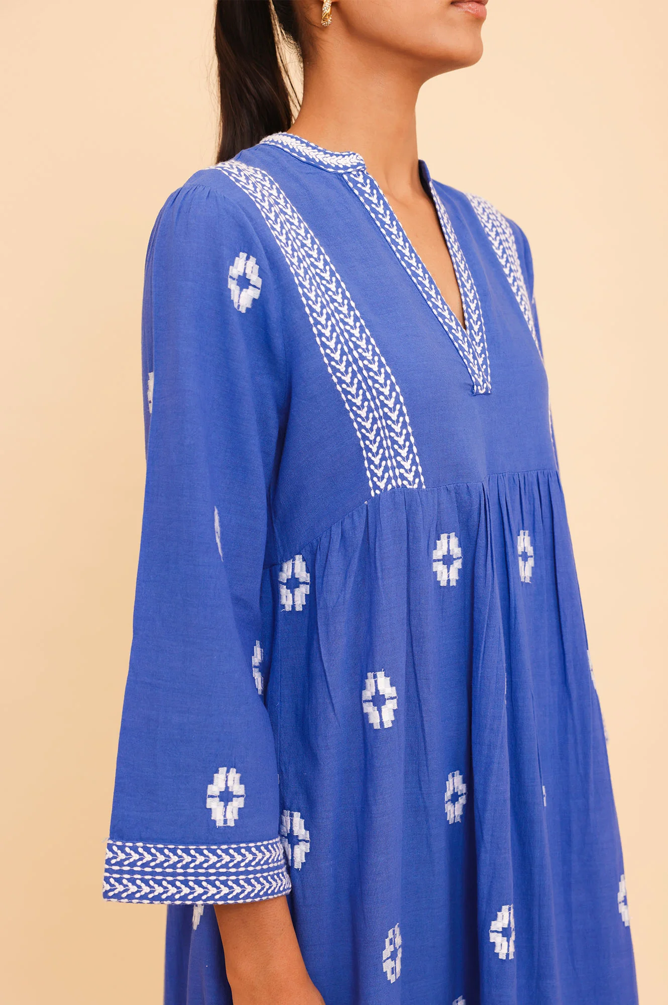 Enola Organic Cotton Dress | Dazzling Blue/White - Image 3