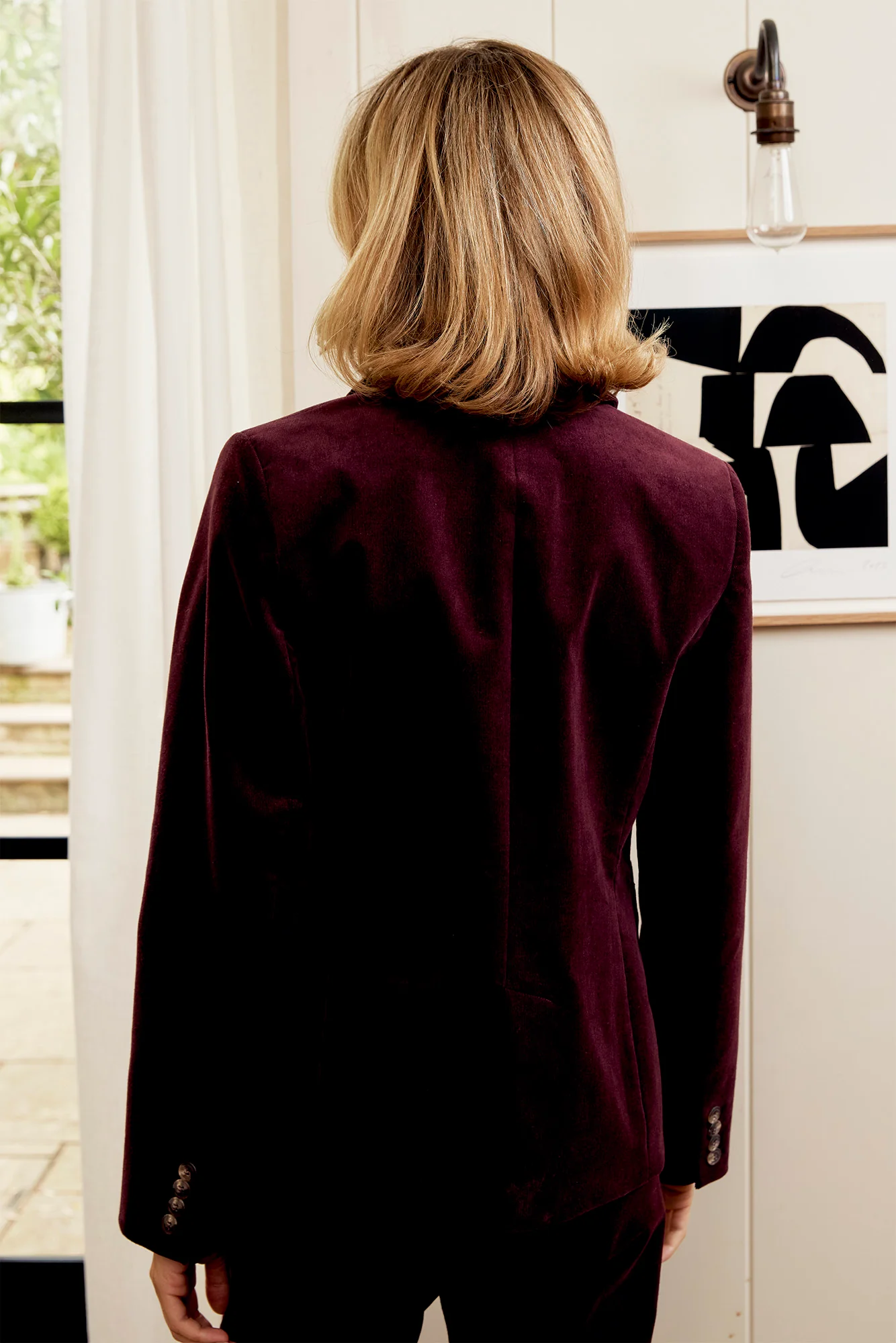 Gaia Stretch Corduroy Blazer | Burgundy - Image 6