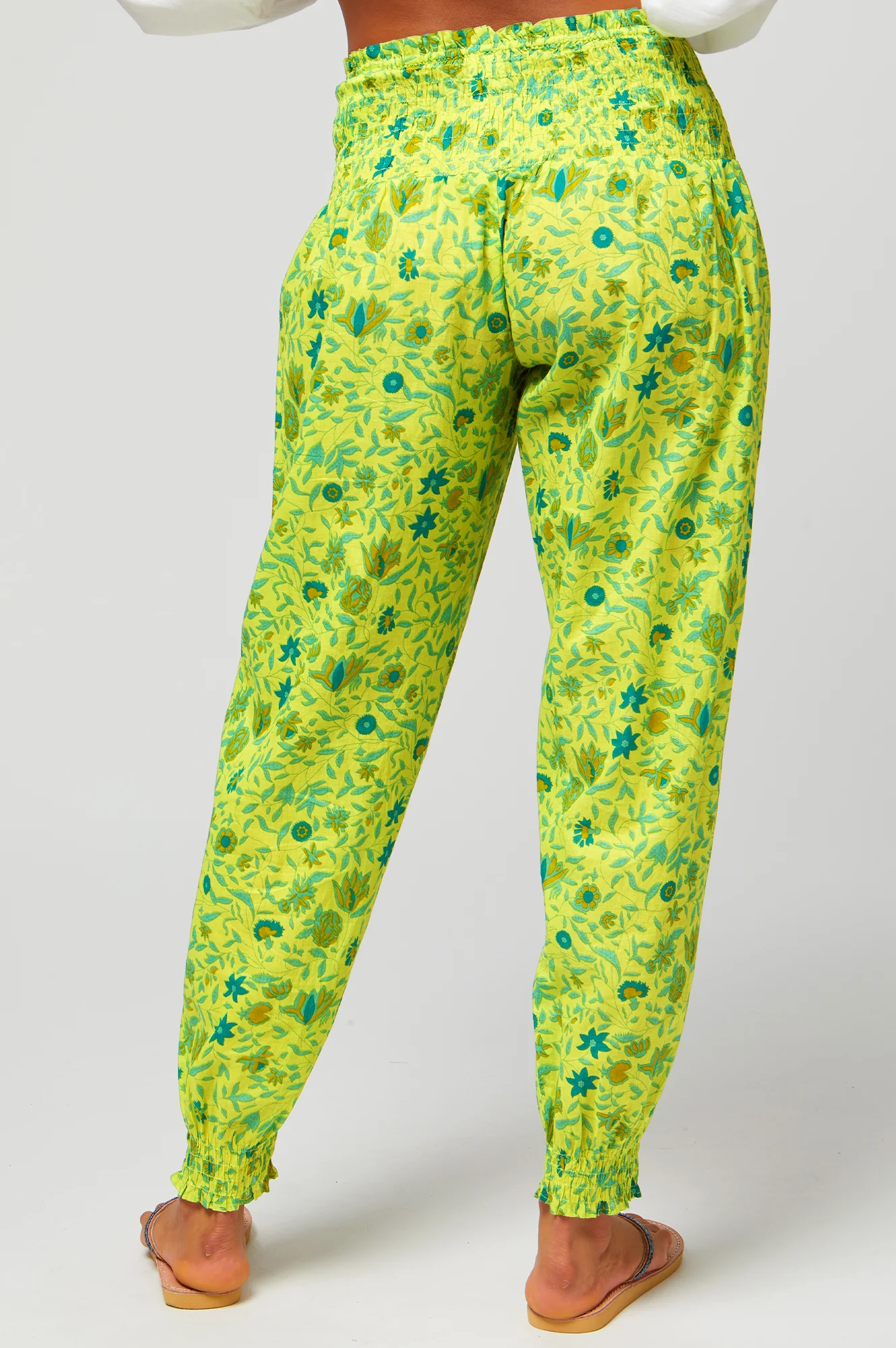 Harem Trousers | Botanical Posies Lime Green - Image 6