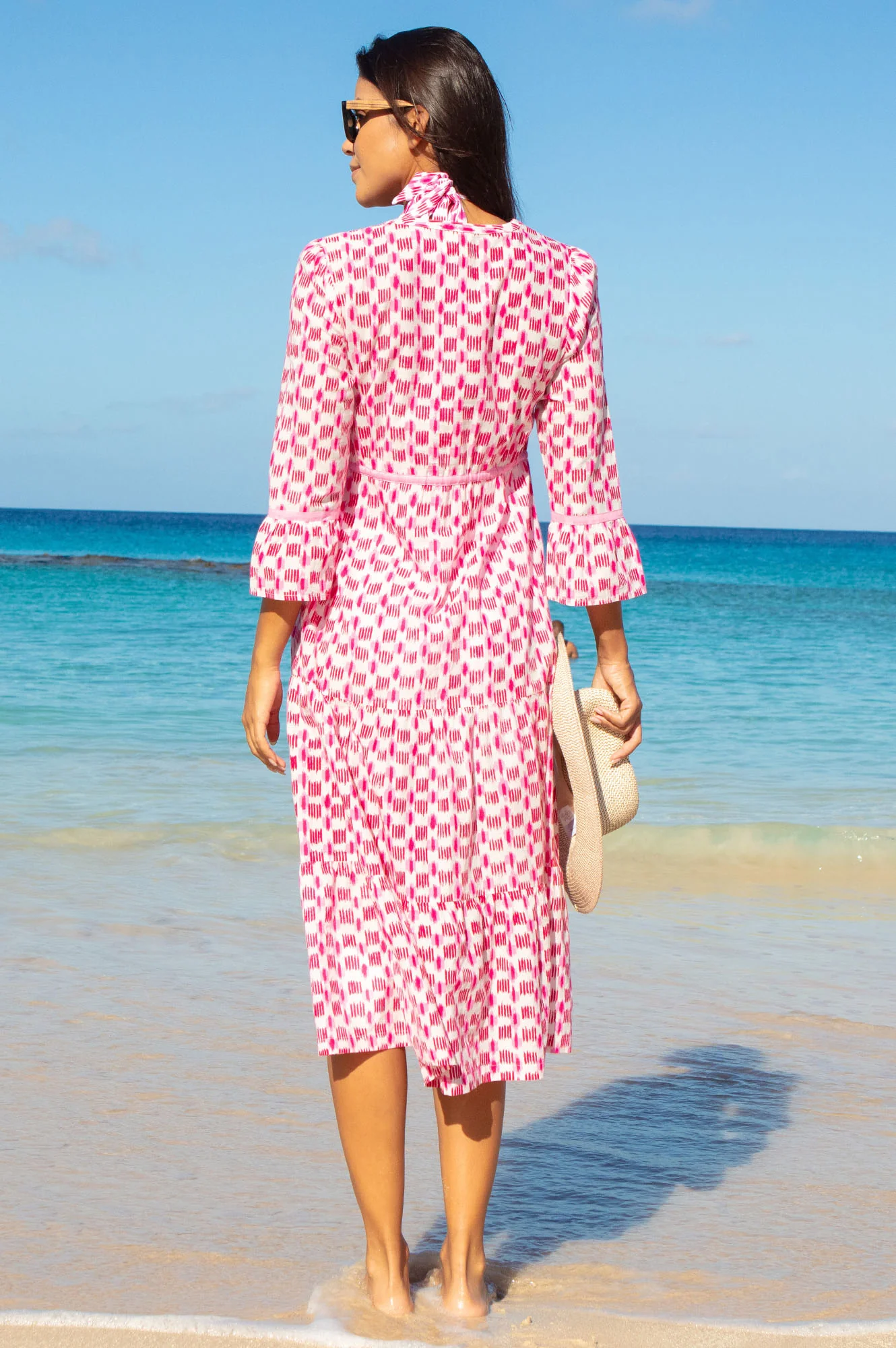 Hayden Organic Cotton Dress | Ikat white/Pink - Image 6