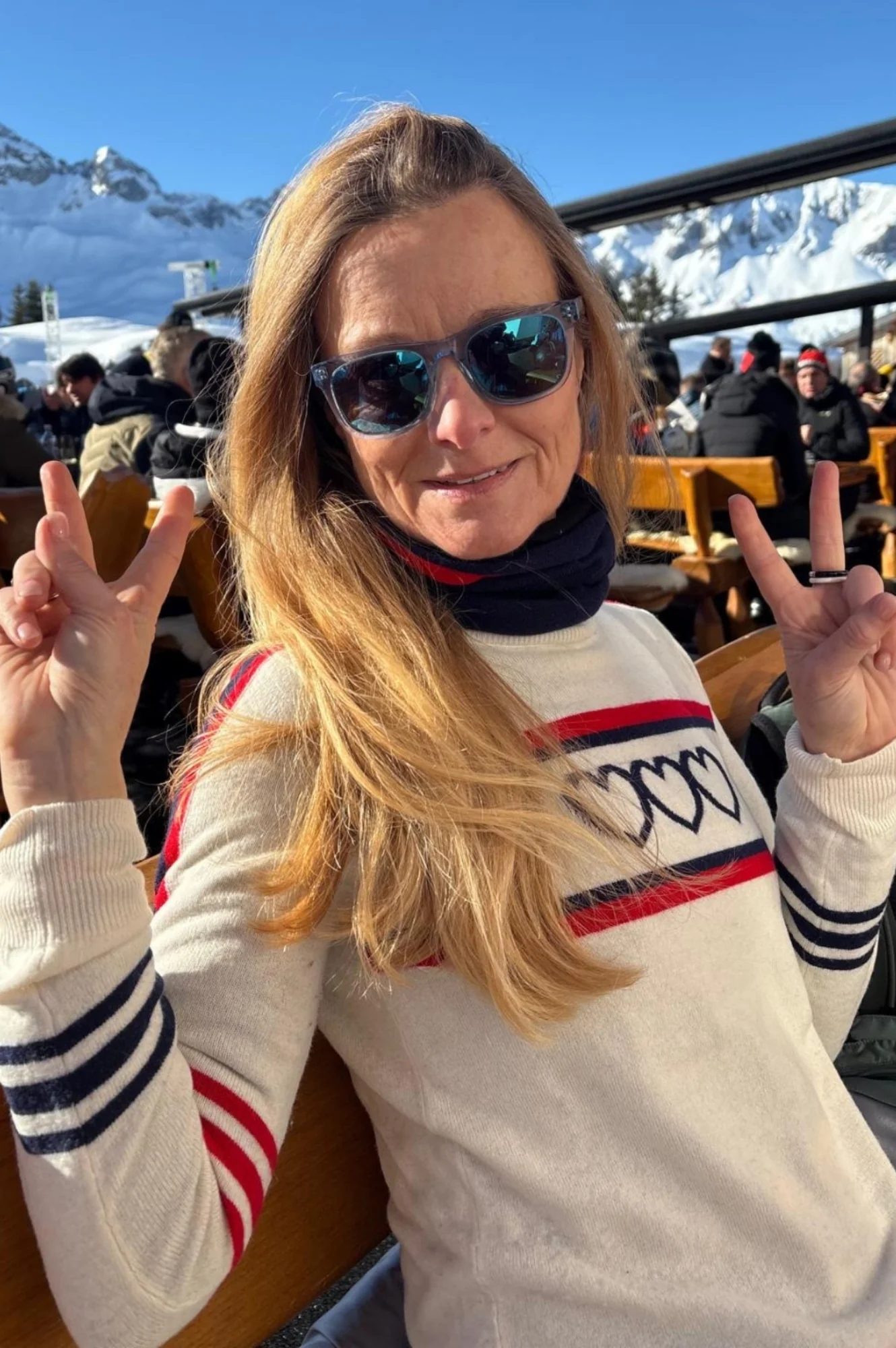 Merino Wool Hearts Polo Neck Jumper | Cream/Red/Navy - Image 4