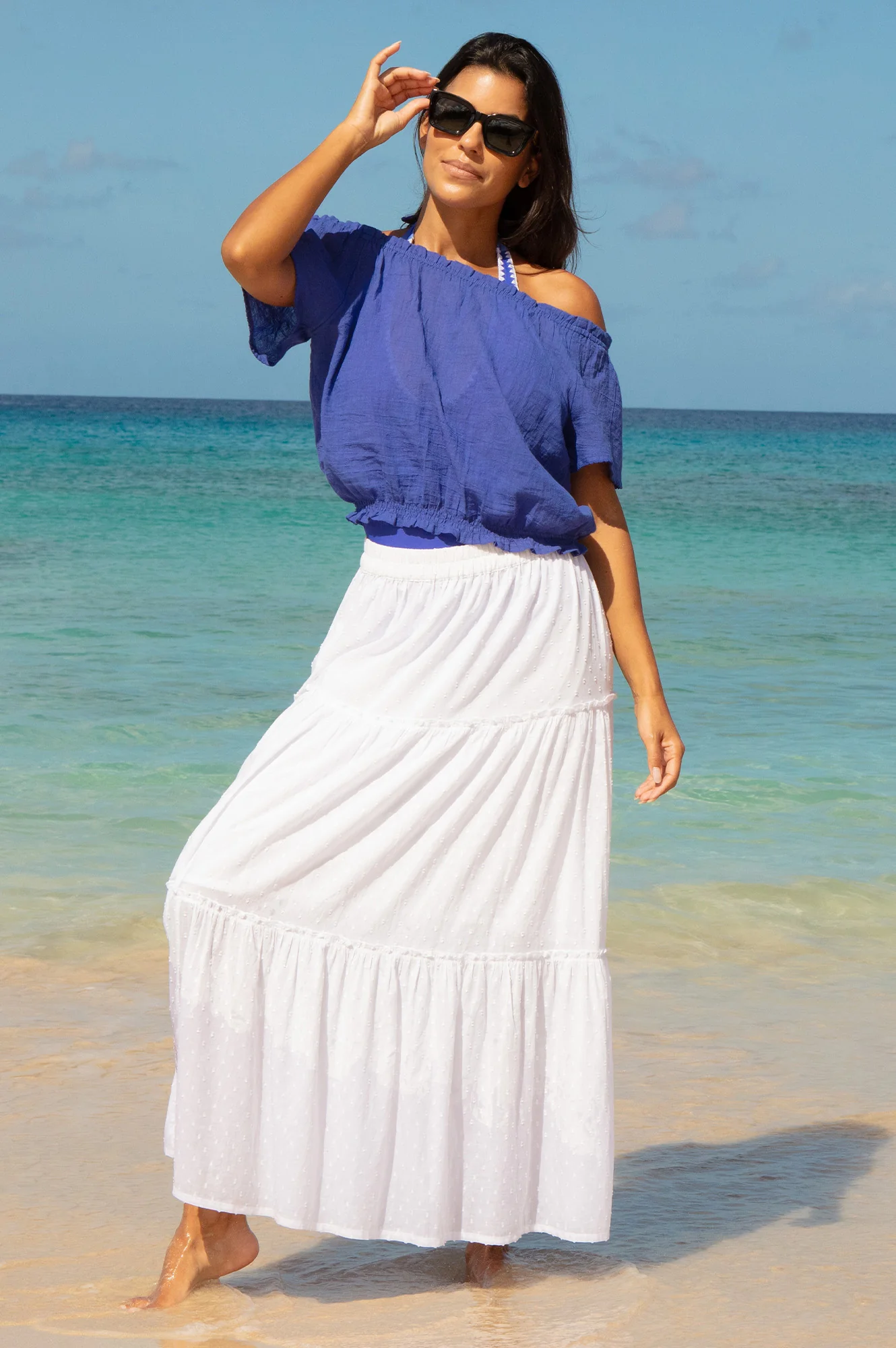 Ilana Frill Organic Cotton Gauze Top | Cobalt - Image 5