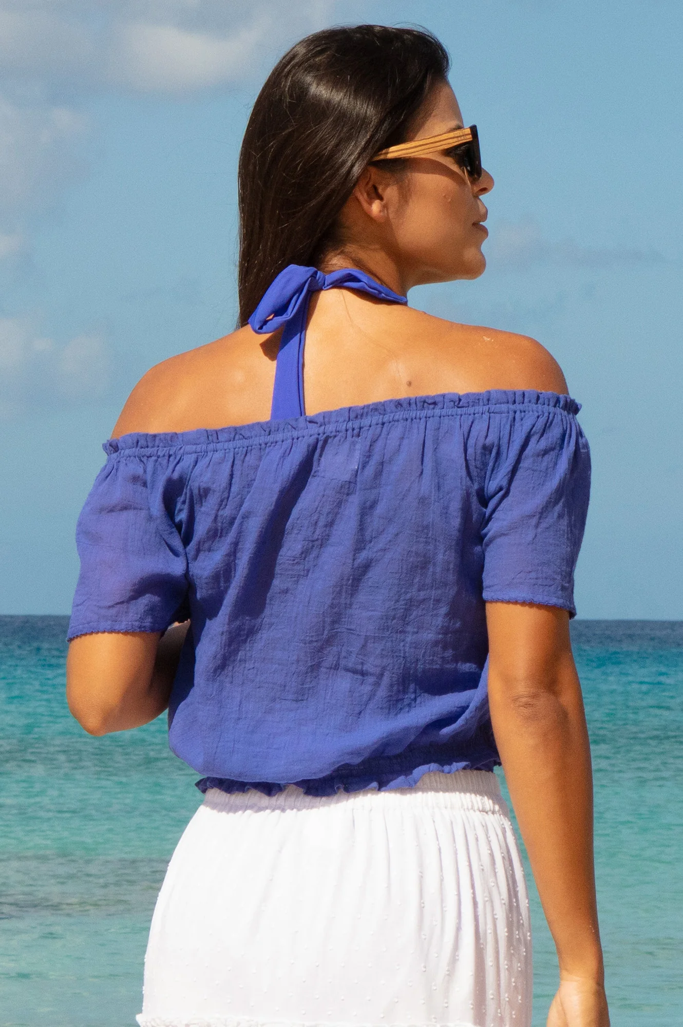 Ilana Frill Organic Cotton Gauze Top | Cobalt - Image 6