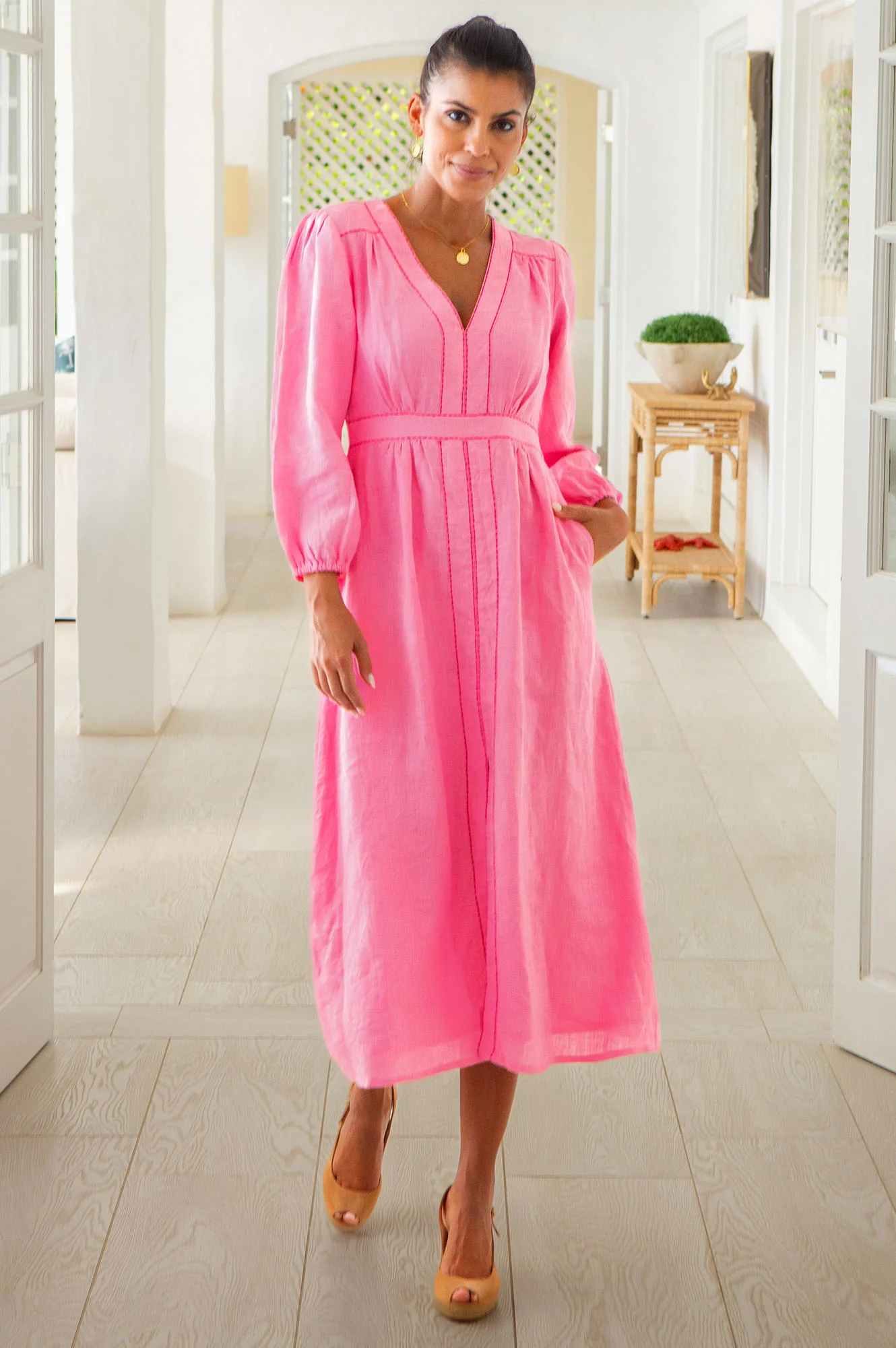 Jamila Linen Dress | Baby Pink - Image 5