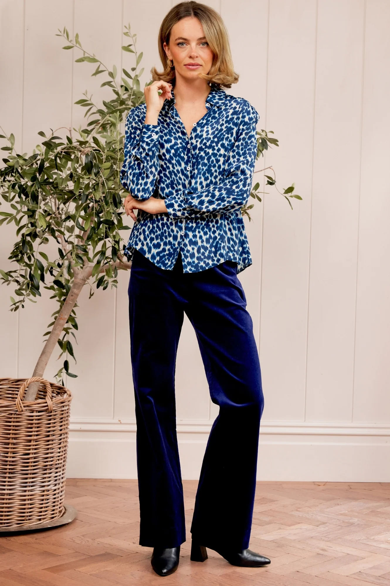 Juliette Stretch Corduroy Trouser | Atlantic Blue - Image 2