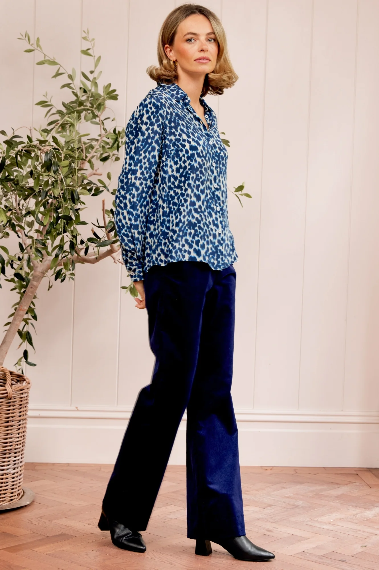 Juliette Stretch Corduroy Trouser | Atlantic Blue - Image 4