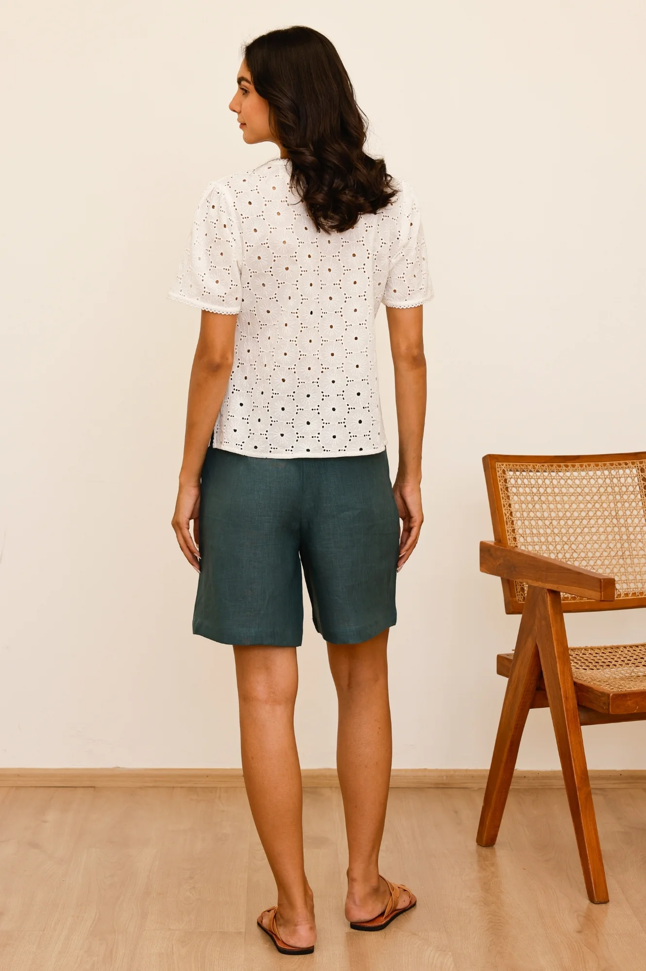 Linen Bermuda Shorts | Teal - Image 3