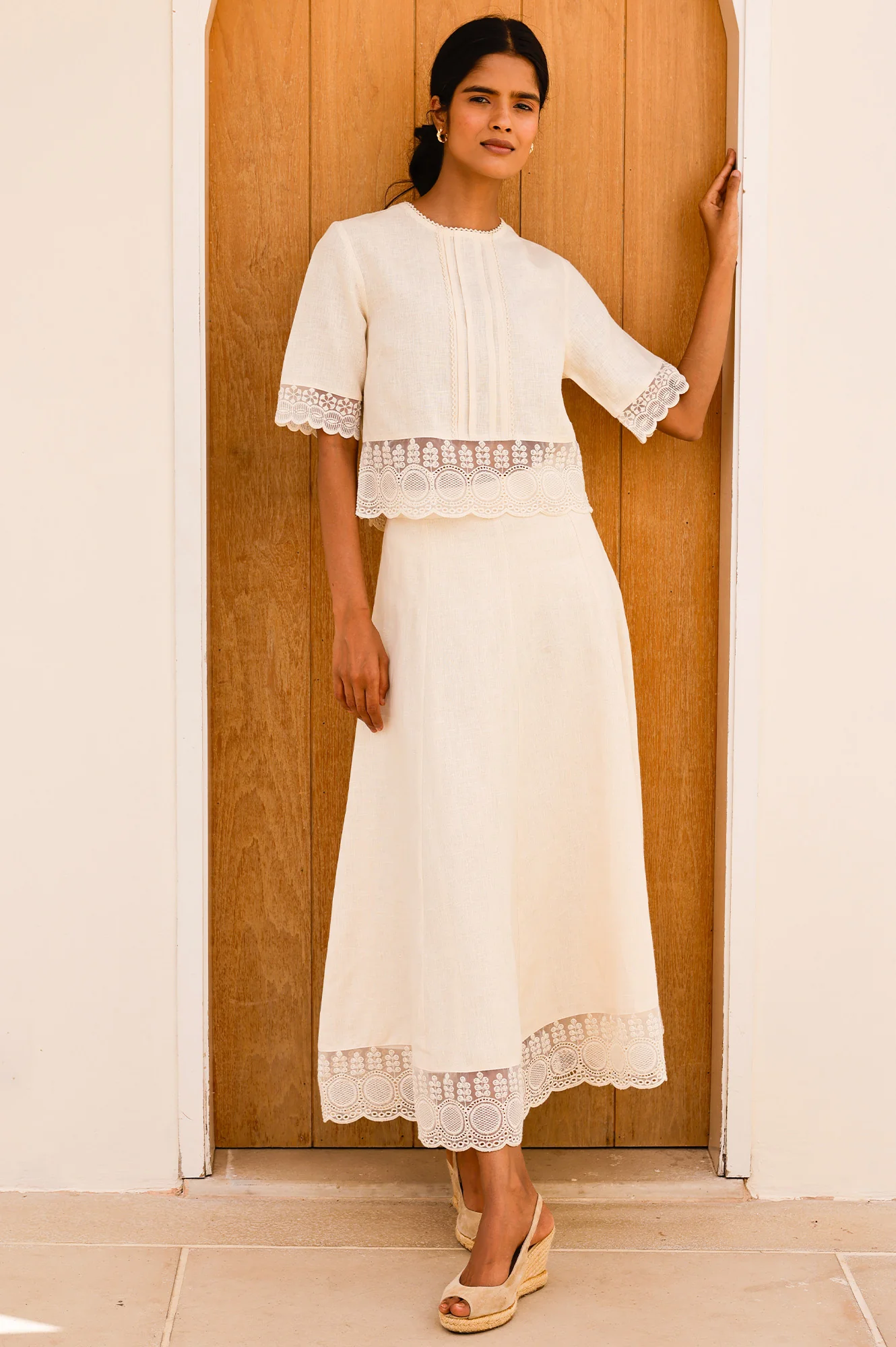 Linen Lace Skirt |  Butter Milk Cream - Image 3