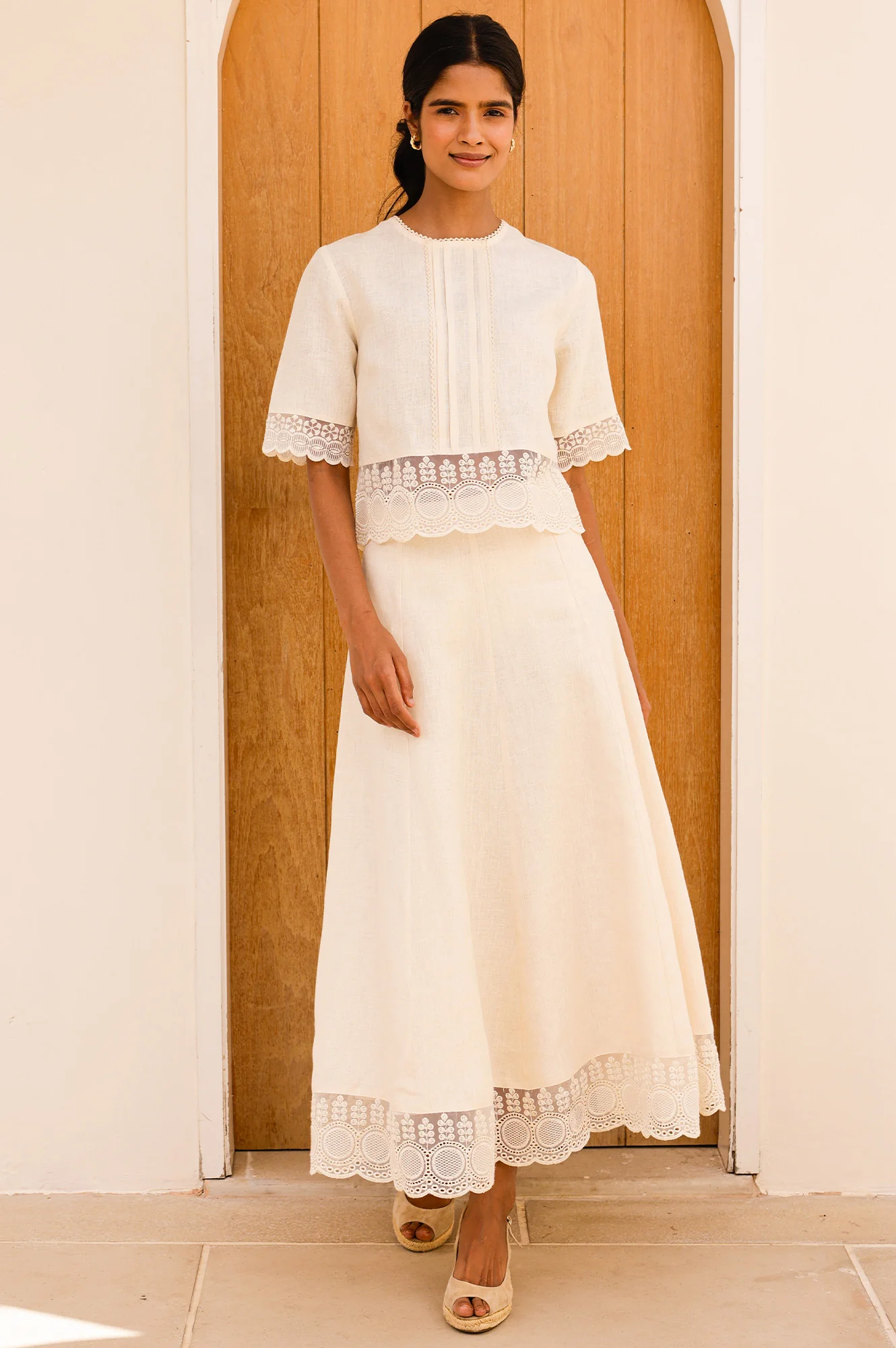 Linen Lace Skirt |  Butter Milk Cream - Image 4