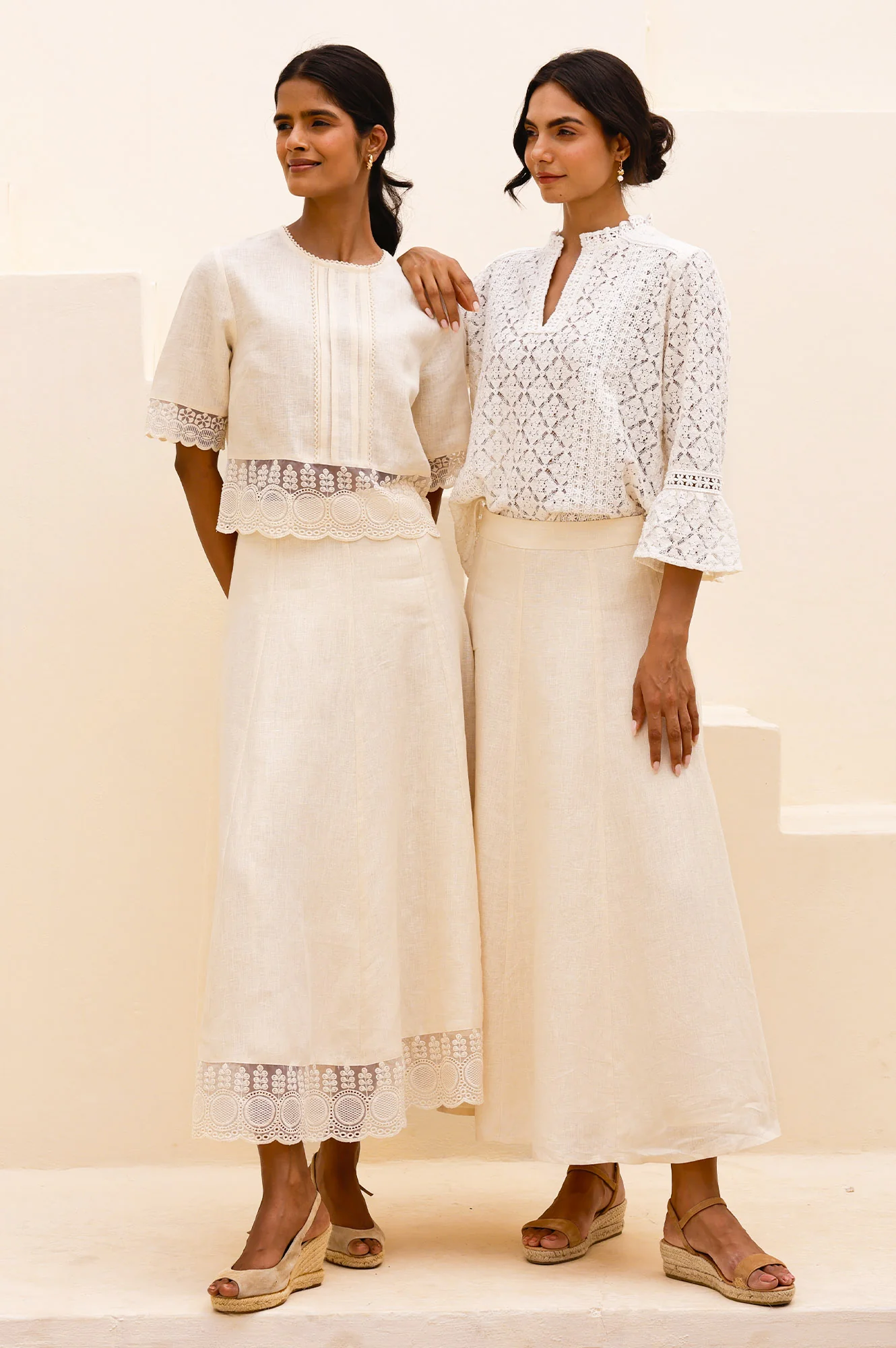 Linen Lace Skirt |  Butter Milk Cream - Image 5
