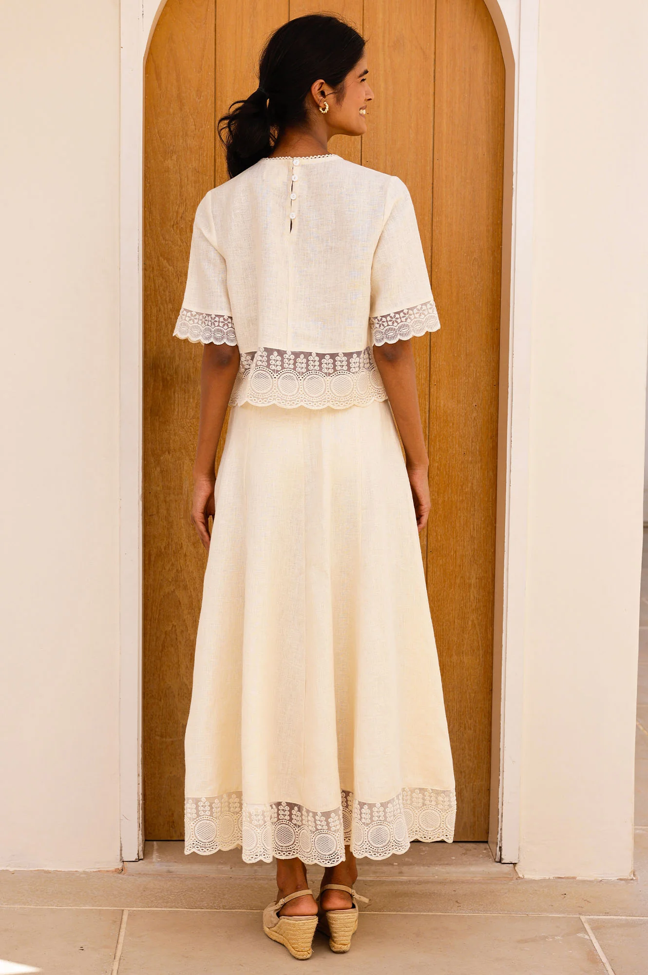 Linen Lace Skirt |  Butter Milk Cream - Image 6