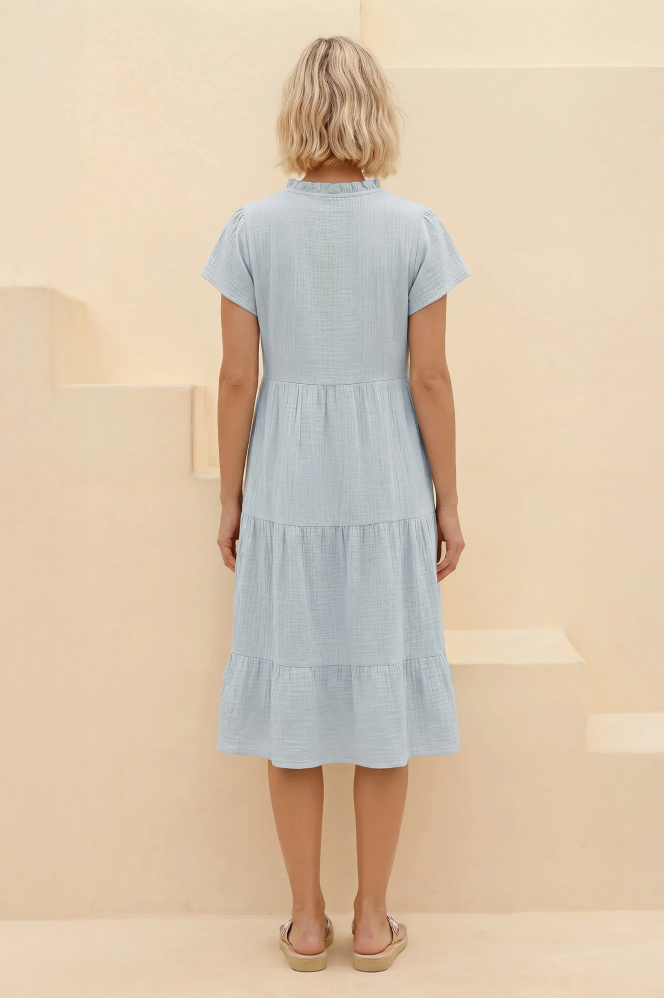 Lois Organic Cotton Cheesecloth Dress | Sky Blue - Image 4