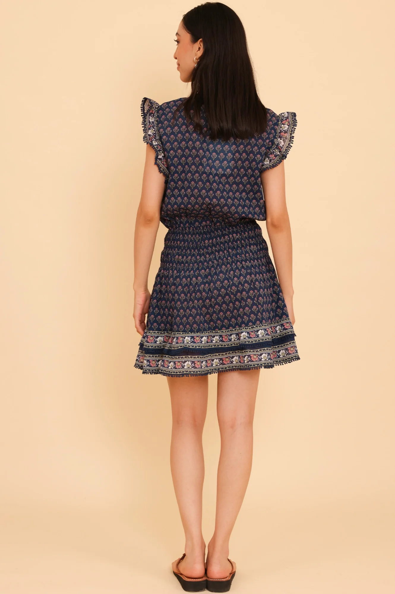 Macy Mini Organic Cotton Dress | Navy/Pink - Image 7