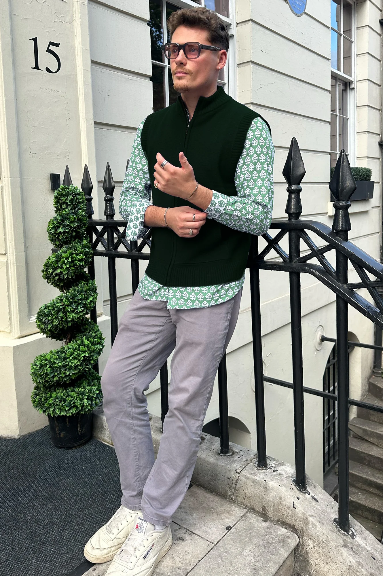 Men's Merino Wool Gilet | Bottle Green - Image 3