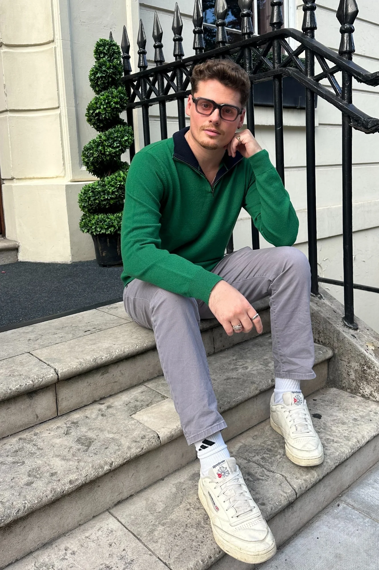 Men's Merino Wool Quarter Zip | Bright Green - Image 2